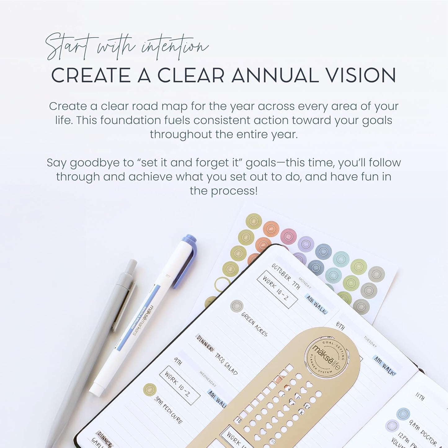 Quarterly Undated Planner - Goal Setting And Weekly Planner, Productivity Tools, Time-Management, Habit Tracker, Cream