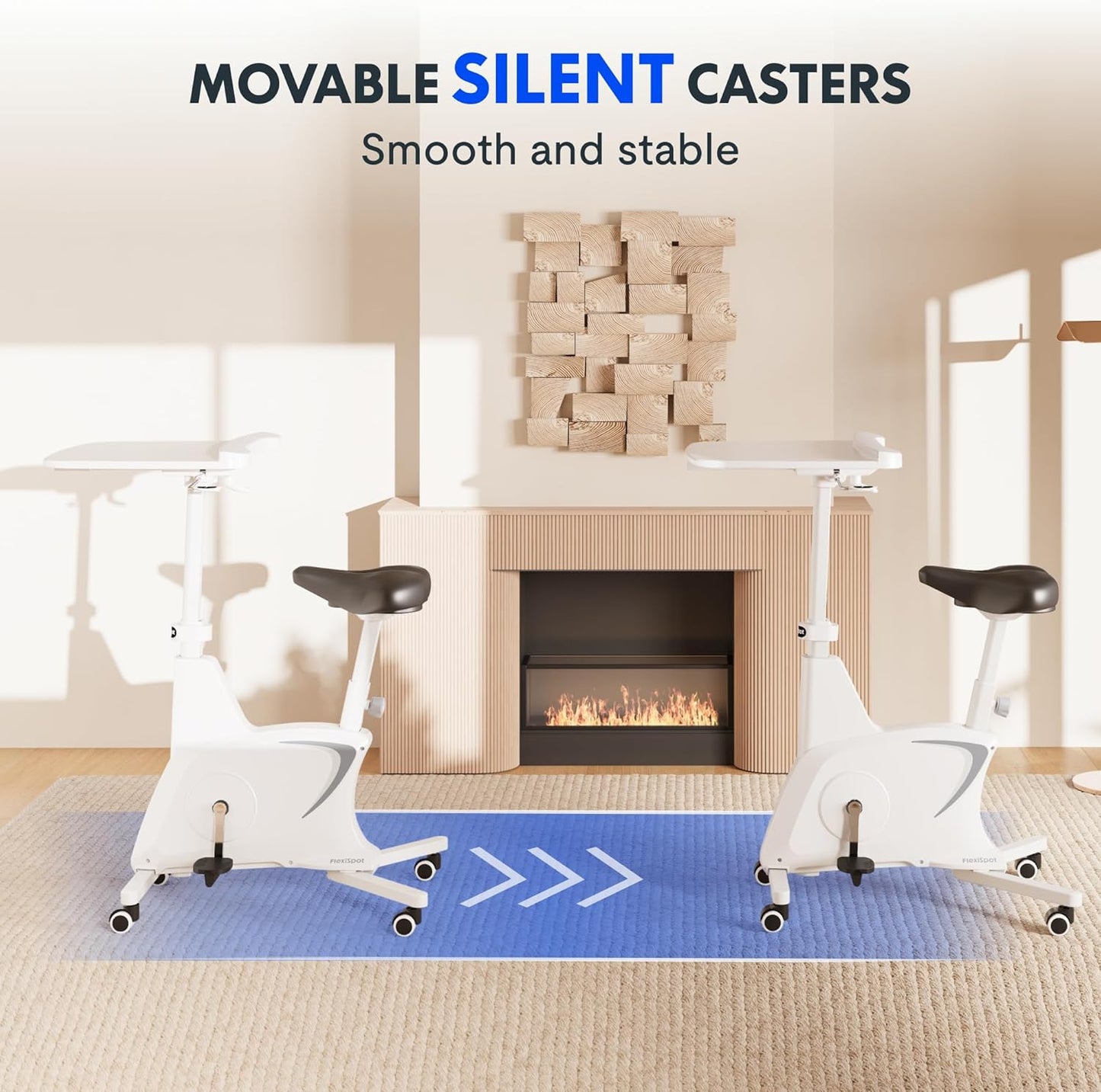 FLEXISPOT 3-in-1 Small Standing Desk Adjustable Height Movable Rolling Desks Laptop Desks Workstation with Integrated Pedal Exerciser Wide Seat, Desk for Home Office Corner Small Space, White