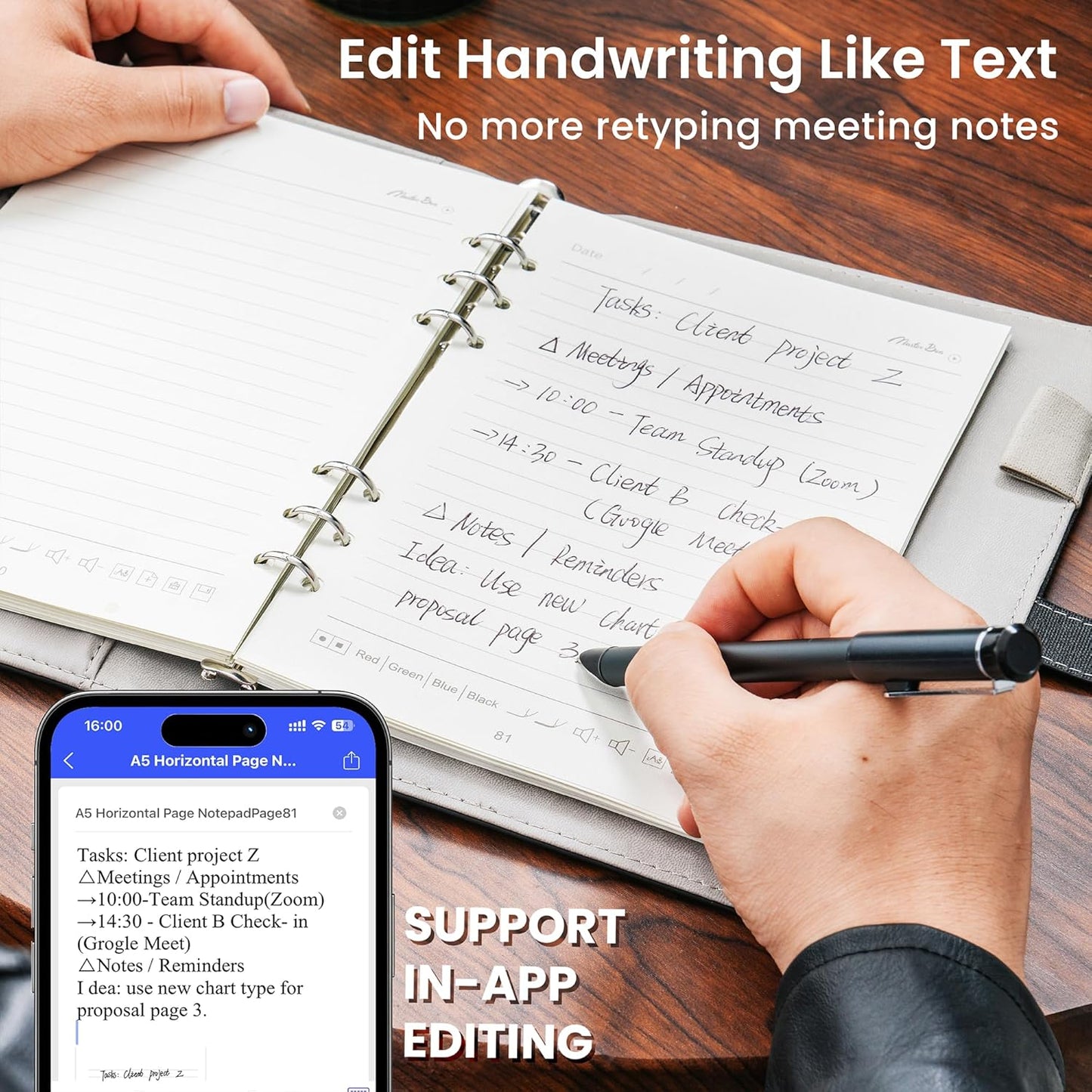 Smart Pen for Note Taking, Digital Notebook with Pen, Enables Synchronized Handwriting, OCR to Text, Offline Storage, Audio Recording and Note Sharing, Compatible with iOS and Android