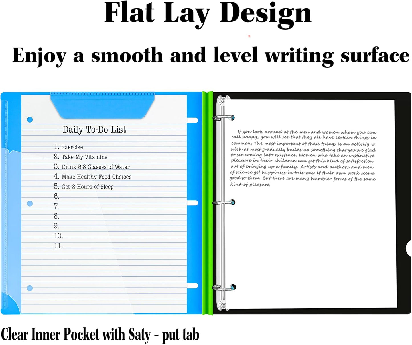 INFUN Telescoping 3 Ring Binder - 12 PCS, Flexible Round Binder with Customizable Front Cover and Clear Catalog Pocket, Holds 8.5x11 inch Paper- Green, Red, Orange, Blue