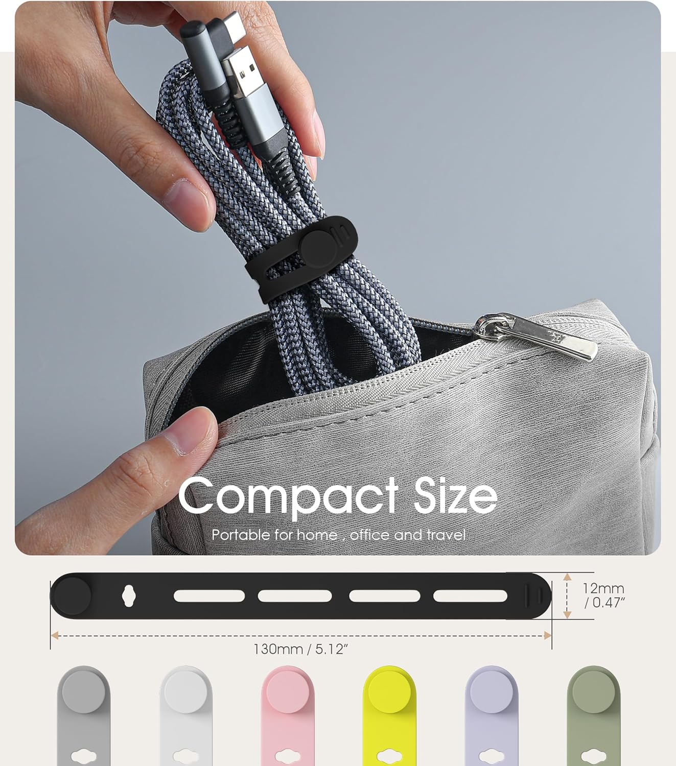 35Pcs Nearockle Silicone Cable Ties, 5.12 Inch Adjustable Cord Organizer Reusable Zip Ties for Charging Cords Earphone Computer Wire, Office Desk Cable Management Travel Accessories(Multi)