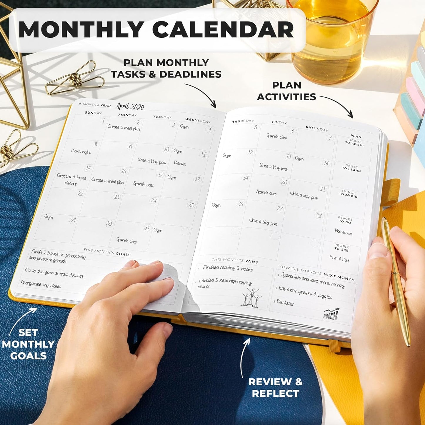 Clever Fox Planner Premium Edition – Undated Luxurious Weekly & Monthly Planner to Increase Productivity and Hit Your Goals – Organizer – Start Anytime, A5, Lasts 1 Year, Amber Yellow (Weekly)