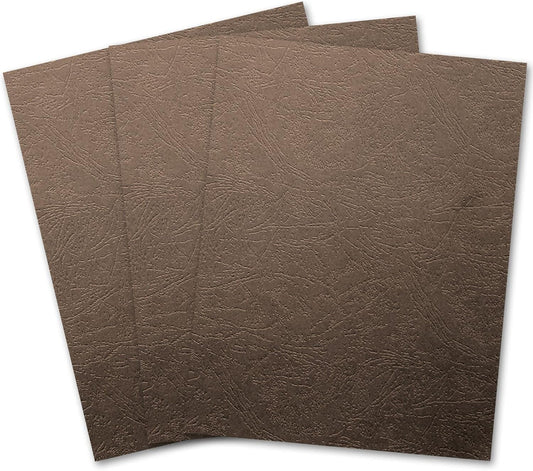 Binditek 100 Pack Grain Texture Paper Binding Presentation Covers, 230 GSM, 12 Mil, 85lb, Un-Punched, Square Corners, 8.5 x 11 Inches, Coffee Color, for Students and Coworkers