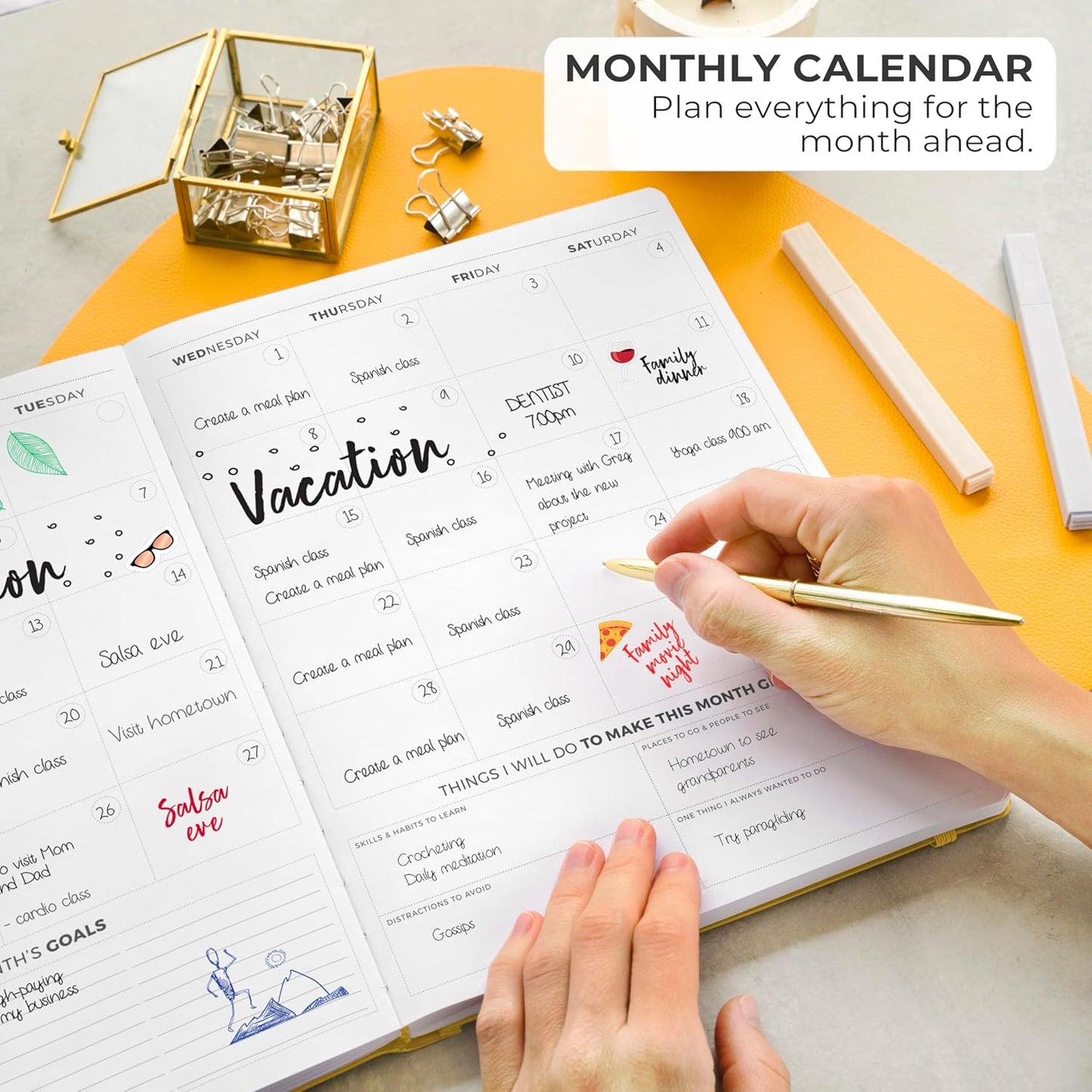 Clever Fox Planner PRO Light – Weekly & Monthly Life Planner to Increase Productivity, Time Management and Hit Your Goals, 8.5x11″ (Amber Yellow)