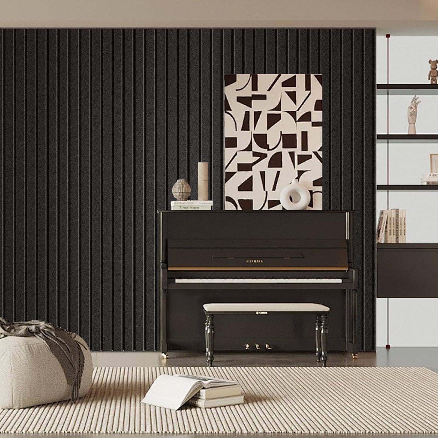 10 Pack Sound Proof Foam Panels for Walls 47.2"x23.6" Large Acoustic Panels Sound Absorbing, Self-Adhesive Soundproof Wall Panels for Home Studio, Office, Recording, Black (10 Pack Black)