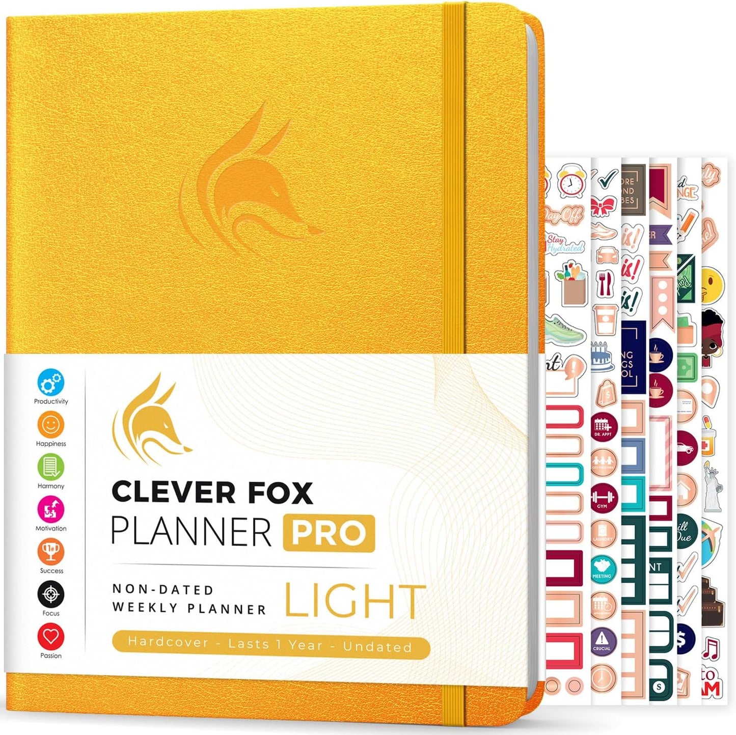 Clever Fox Planner PRO Light – Weekly & Monthly Life Planner to Increase Productivity, Time Management and Hit Your Goals, 8.5x11″ (Amber Yellow)
