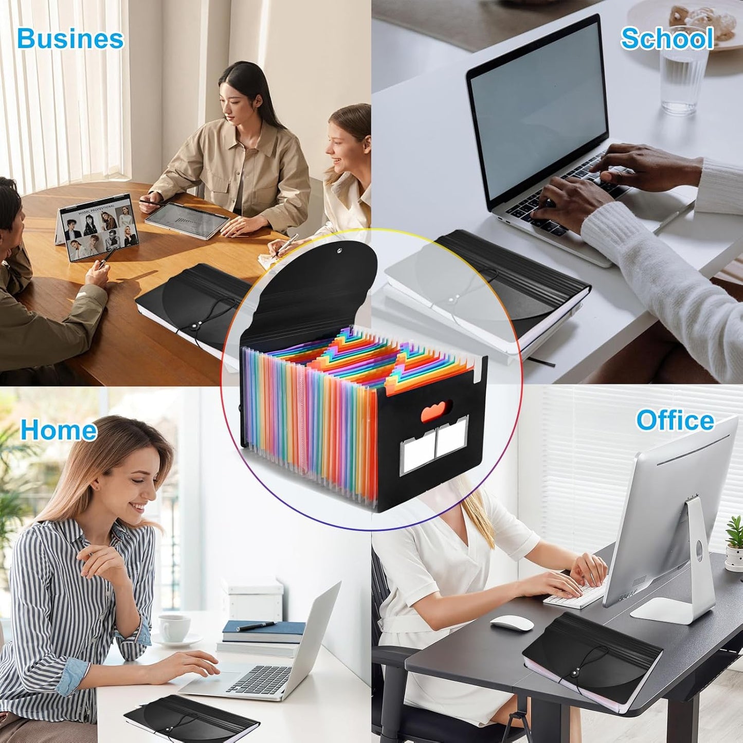 25 Pockets Accordion File Organizer Desktop Expanding File Folders with Colorful tabs for Paper Receipts, Bills&Taxes Organizer, Letter/A4 Size Document Holder for School, Office, Home