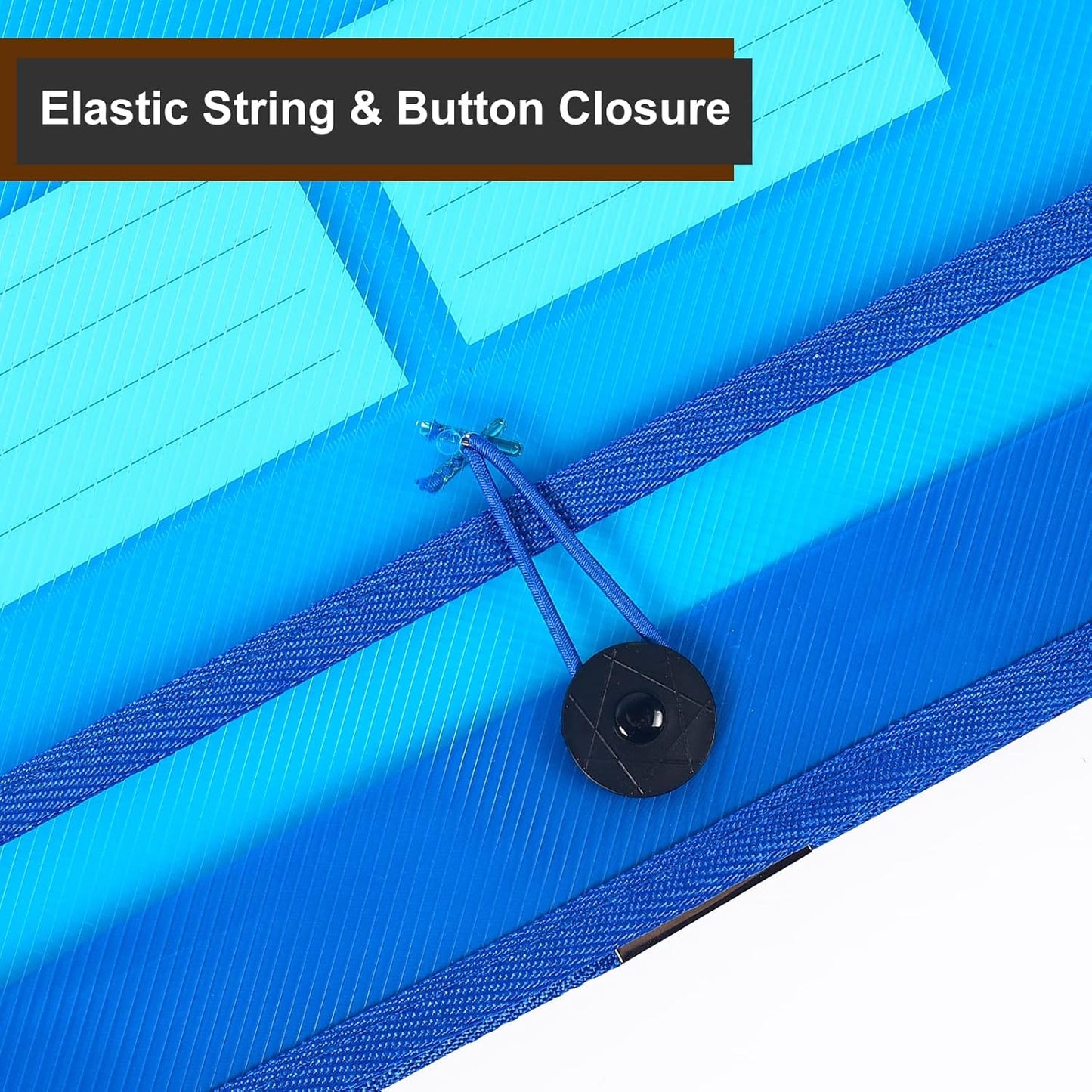 Eco-Friendly Plastic File Folders, 5 Pack Poly Expanding File Wallet, Expandable Envelope Organizer Document Folder with Elastic Band and Button Closure, with Small Two Pockets, Blue