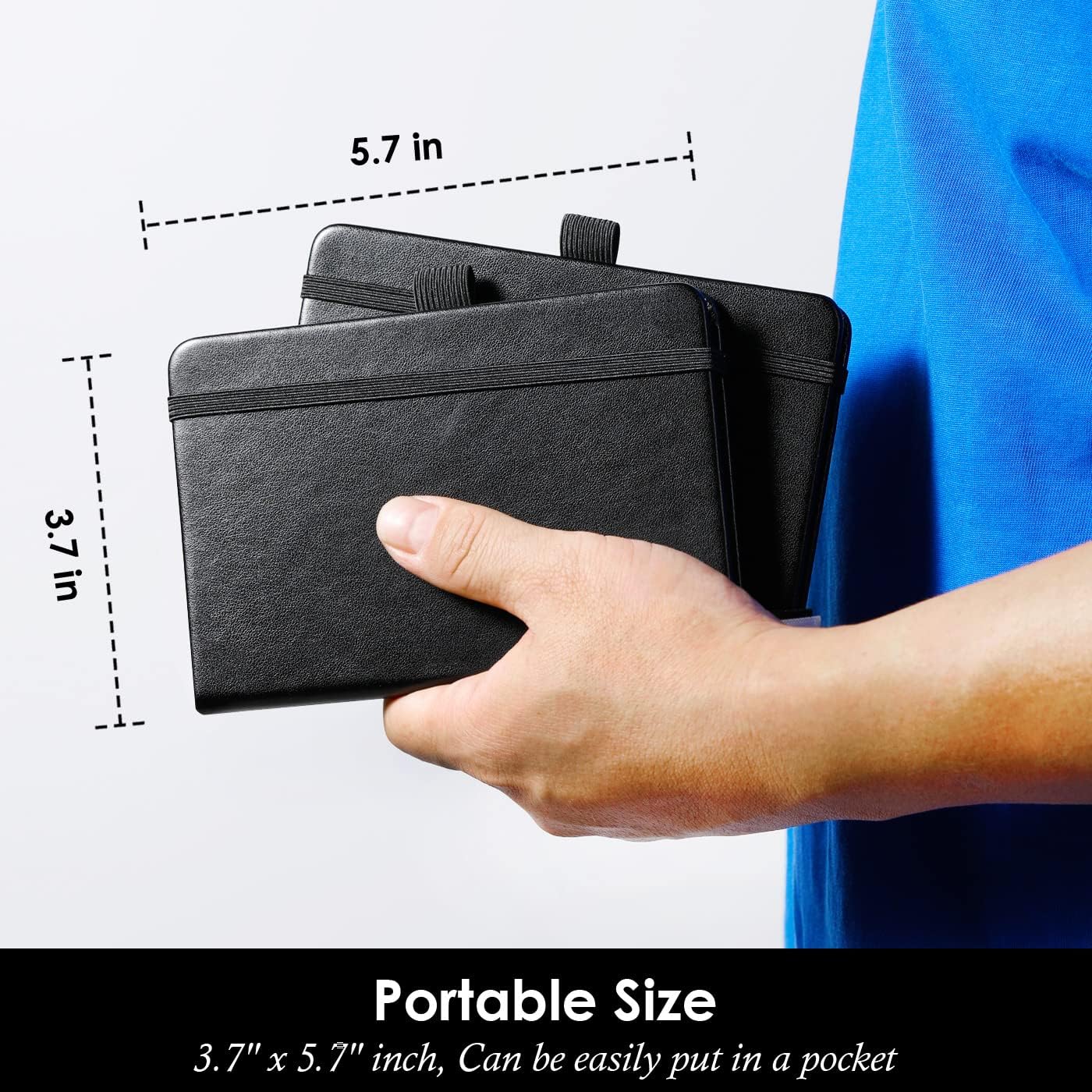 (3 Pack) Pocket Notebook Journal, Hardcover Small Mini Notebooks with Pens for Work, 3.7" x 5.7" A6 Notebook College Ruled with 100Gsm Premium Thick Lined Paper, Black Leather