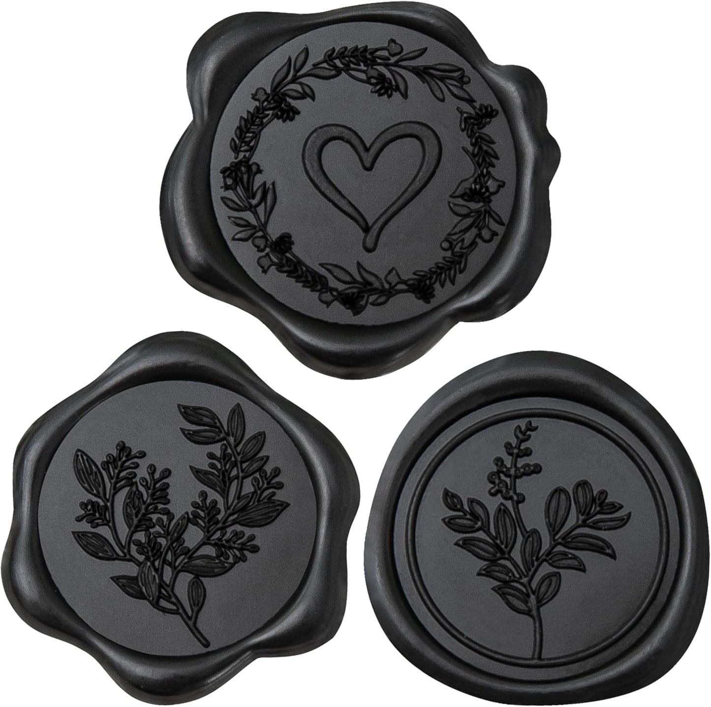 60 Pcs Black Wax Seal Stickers Self-Adhesive Envelope Seals Stamp Stickers, Perfect for Wedding Invitations Seating Chart Christmas Gift Wrapping 3 Designs in 1 Pack