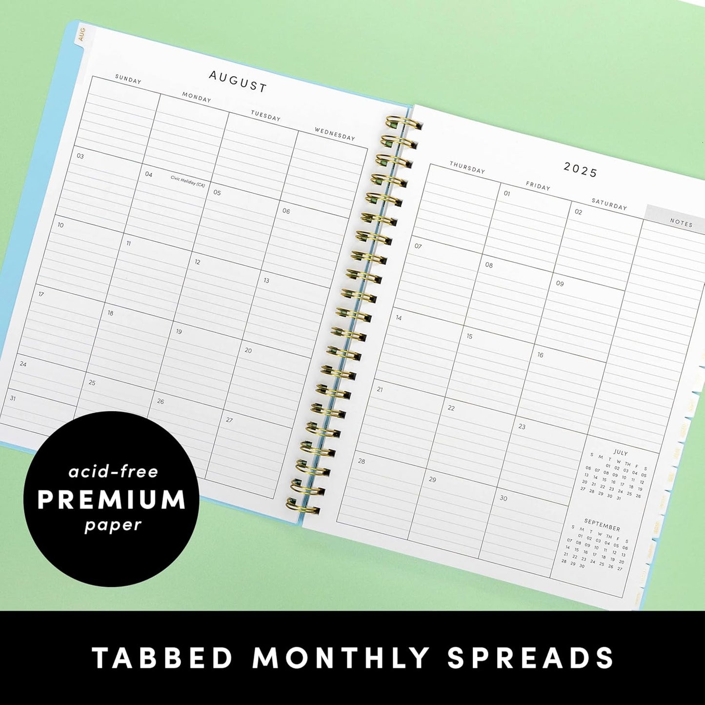 PAPERAGE 17 Month Academic Planner 2025-2026, Weekly & Monthly Spreads, August 2025 - December 2026, Large (8.5 in x 11 in), Light Blue