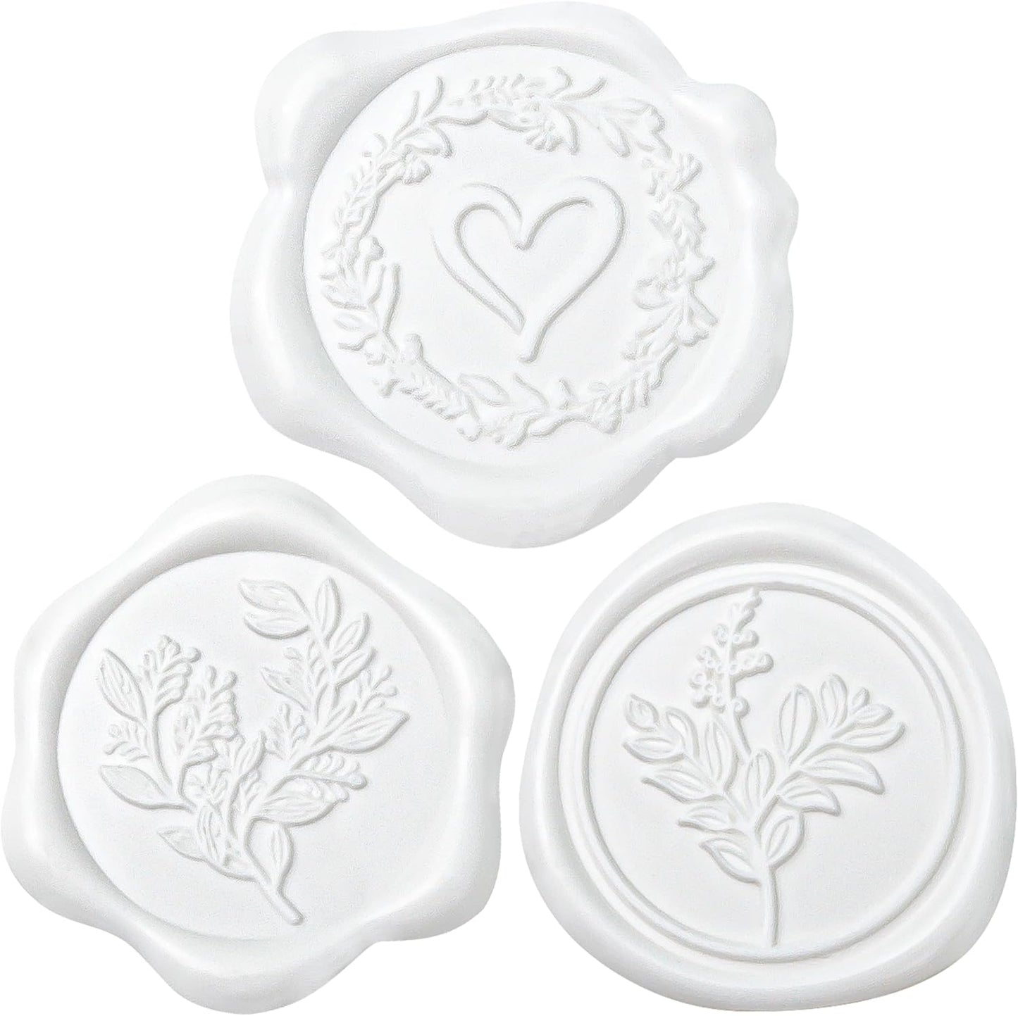 60 Pcs White Wax Seal Stickers Self-Adhesive Envelope Seals Stamp Stickers, Perfect for Wedding Invitations Seating Chart Christmas Gift Wrapping 3 Designs in 1 Pack