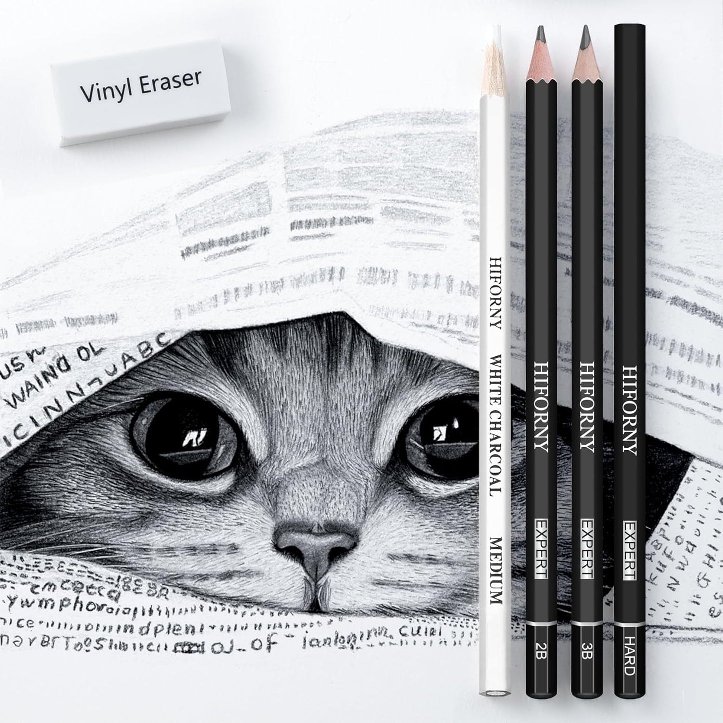 HIFORNY 46 PCS Sketching Drawing Pencil Set,Sketch Pencils Art Supplies with Colored Charcoal Pencils,Graphite,Charcoal,Blending Tools,Accessories,Drawing Kit for Adults Artists