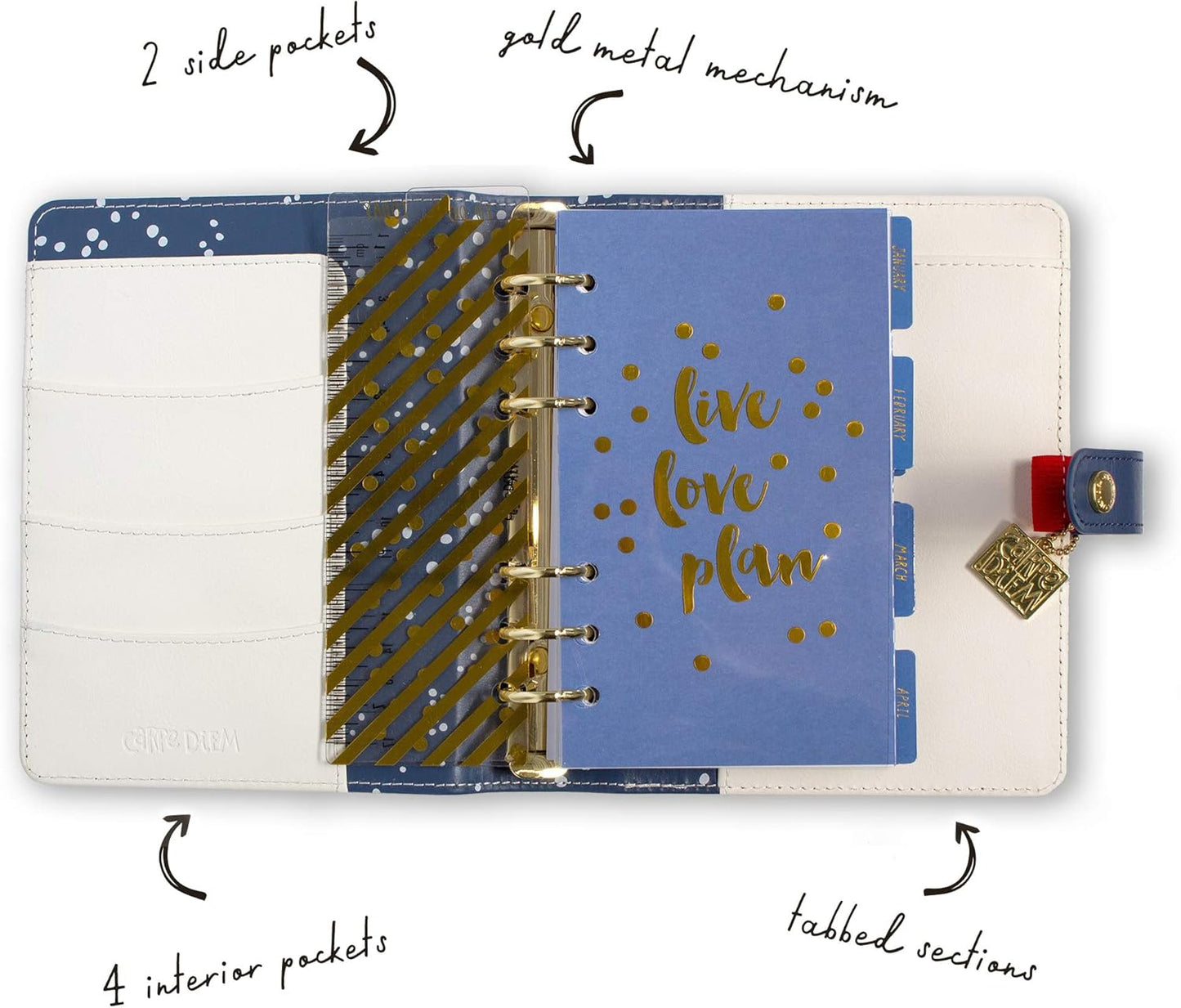 Pukka Pad, Carpe Diem Personal Planner - Soft Cover Binder with Weekly, Monthly Undated Inserts in Tabbed Sections, Interior Pockets and Sticker Sheets - 8 X 7.5 X 1.4 Inches, Colour Wash