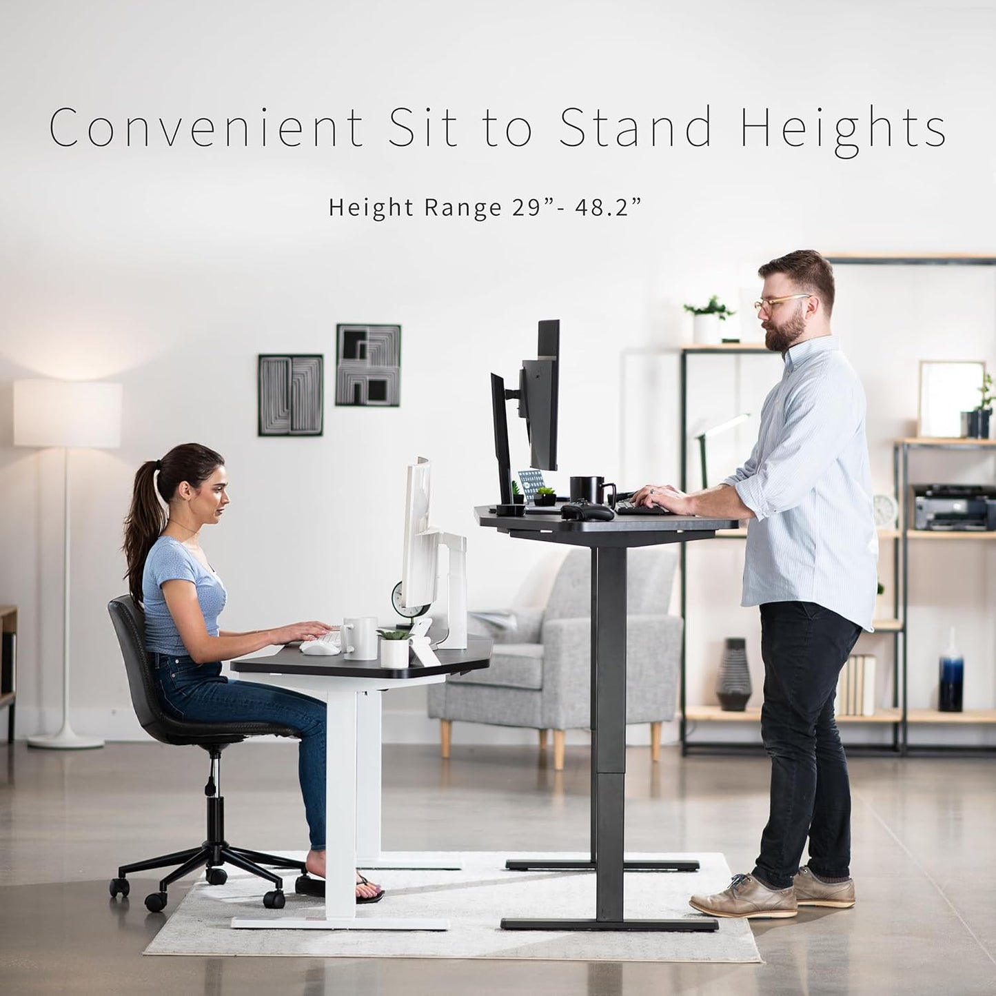 VIVO Electric 63 x 32 in Standing Desk, Memory Height Adjustment, 1B Series, Dark Gray Top Gray Frame, DESK-KIT-1G1G