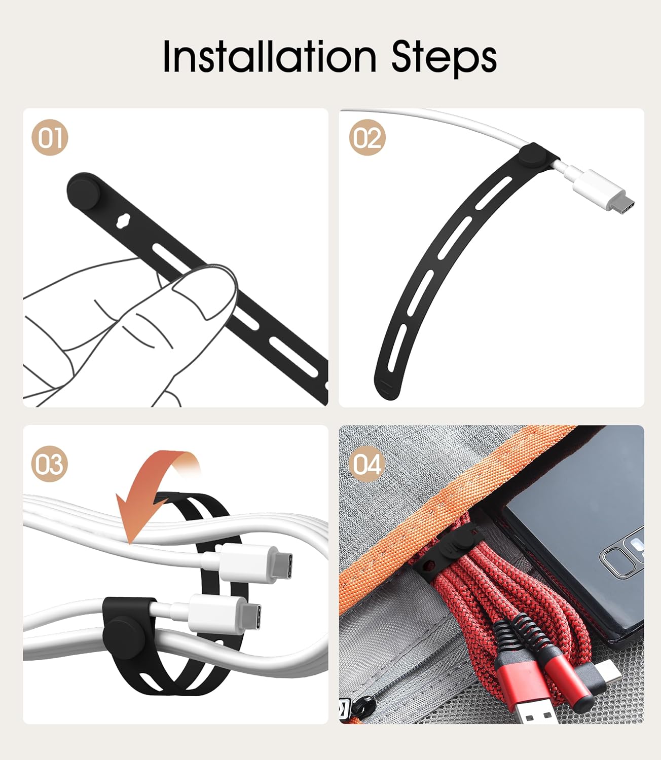 35Pcs Nearockle Silicone Cable Ties, 5.12 Inch Adjustable Cord Organizer Reusable Zip Ties for Charging Cords Earphone Computer Wire, Office Desk Cable Management Travel Accessories(Multi)