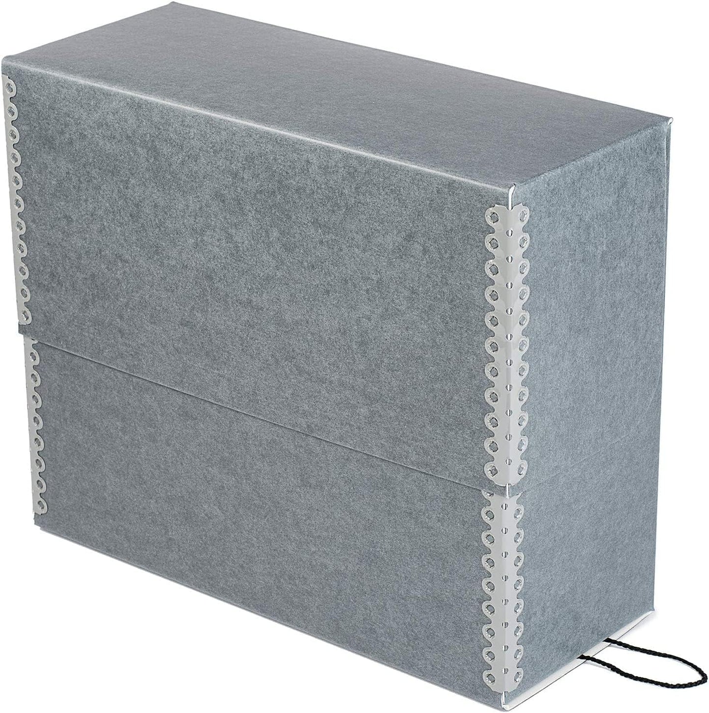 Lineco Archival Document Storage Box with Metal Edge, Acid-Free Gray Boxboard, Organize and Store Files, Prints, Photos, Letter-Sized Case 12.5" x 10.5" x 5" Wide, Pack of 2
