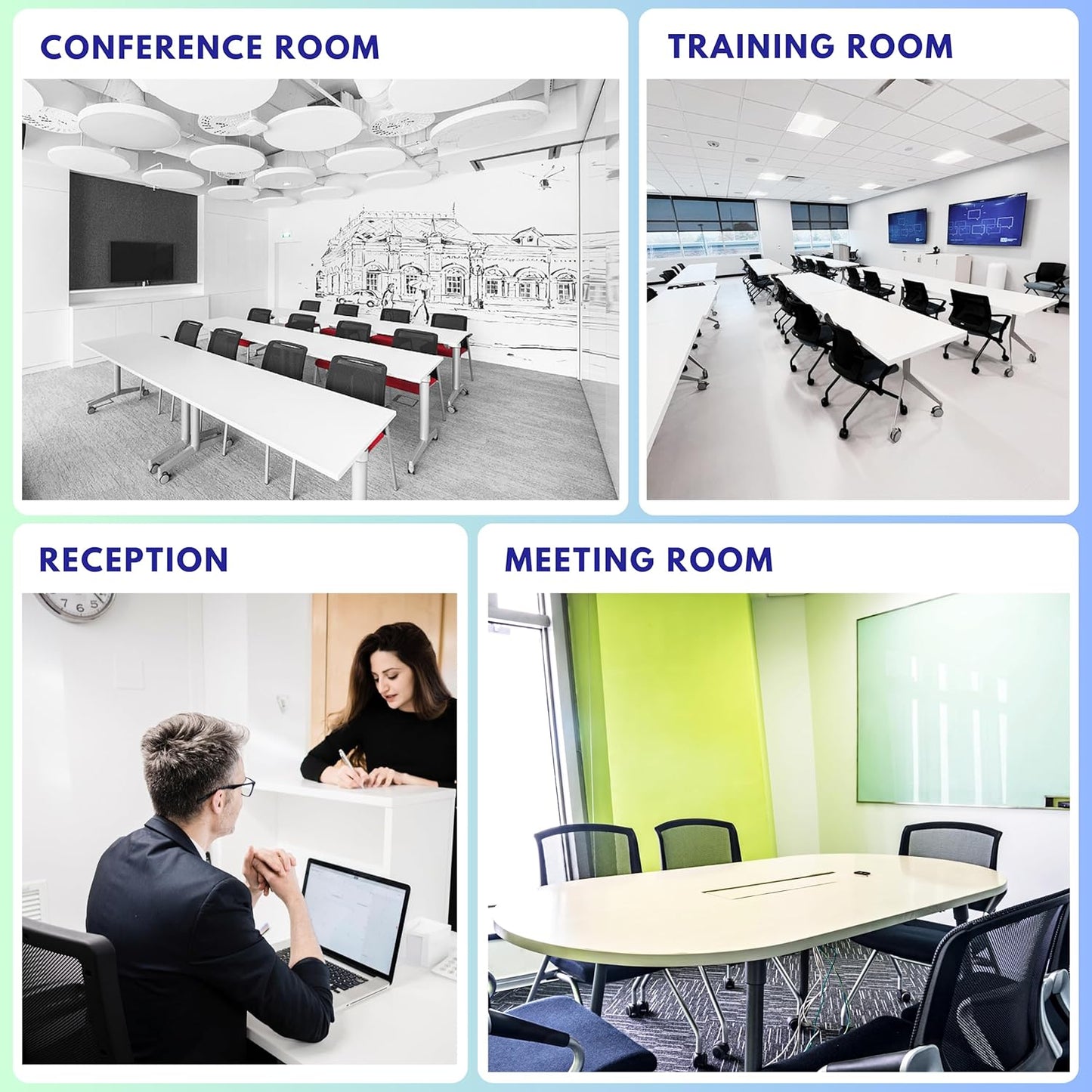 8 Pack Stackable & Foldable Conference Room Chairs with Lumbar Support, Armrest - Ergonomic Mesh Bouncing Back for Office Meeting, Conference, Reception and Training Room Chair