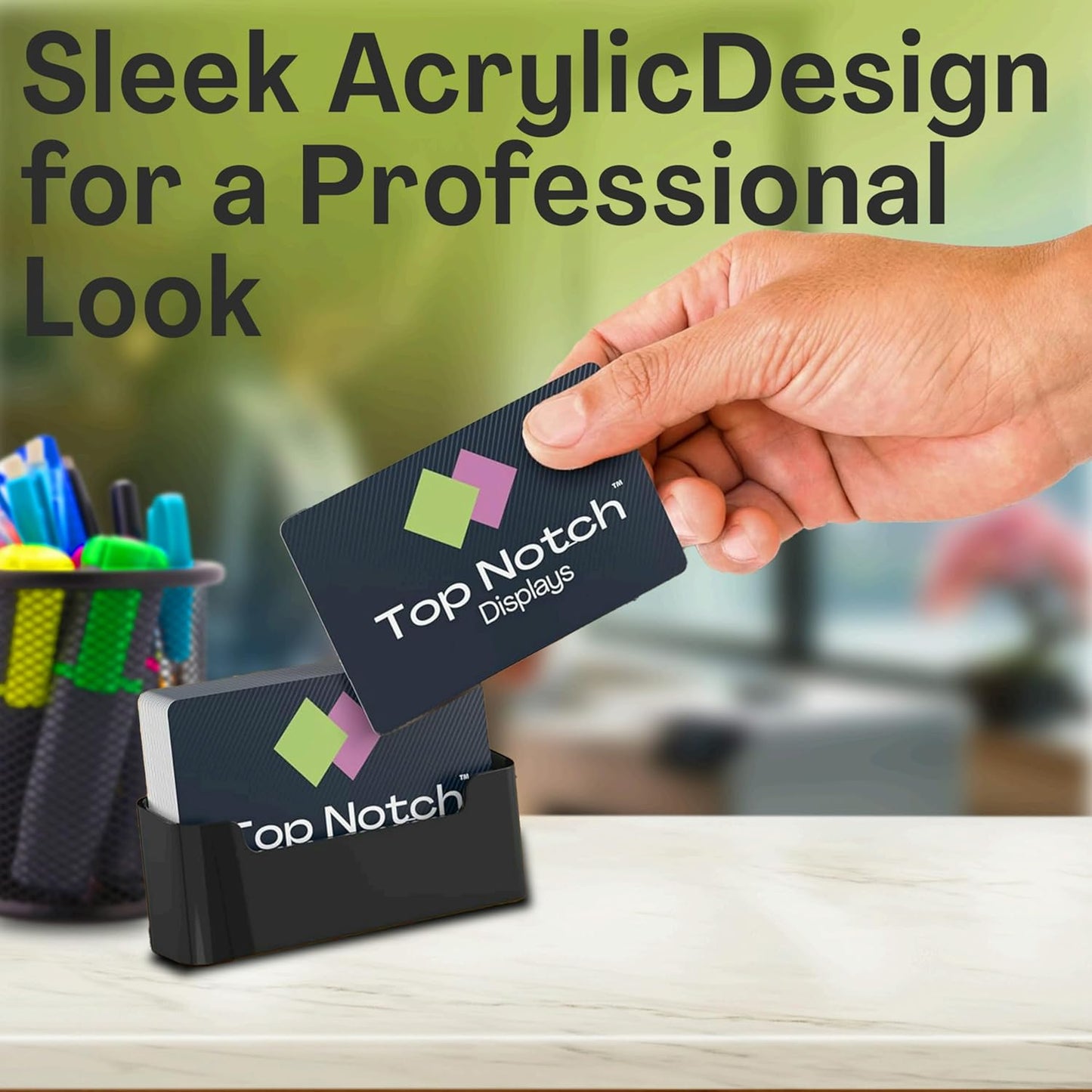 Acrylic Business Card Holder for Desk - Gift & Business Card Display Stand, Sleek & Durable Card Holder Display for Office, Home & Retail Use, Fits 50 Business Card, 24 Pack - Black