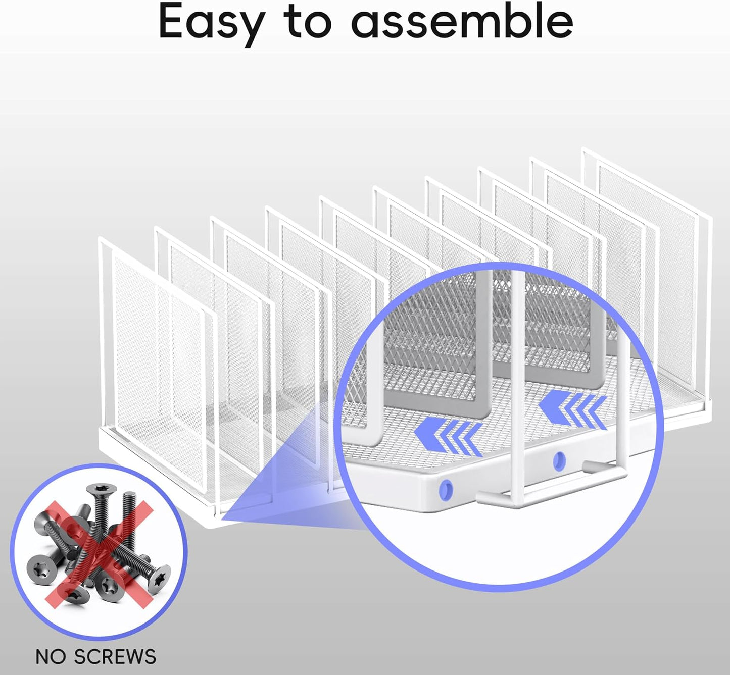 9-Section Desk File Organizer, Vertical File Holder, Mesh Desktop File Folder Metal File Organizer Stand for Office Home Classroom, White
