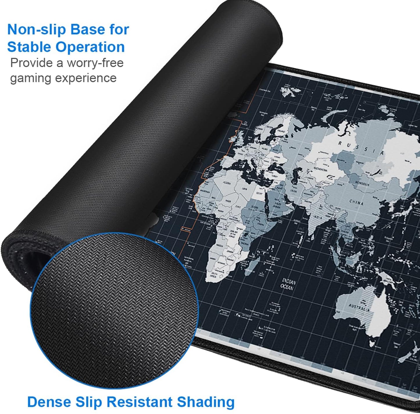 Large Gaming Mouse Pad with Stitched Edges, 31.5x15.7 in Extended Computer Keyboard Mouse Mat, Water Resist Non-Slip Mousepad Rubber Base Long XXL Desk Mousepad for Work & Gaming, Home, Map