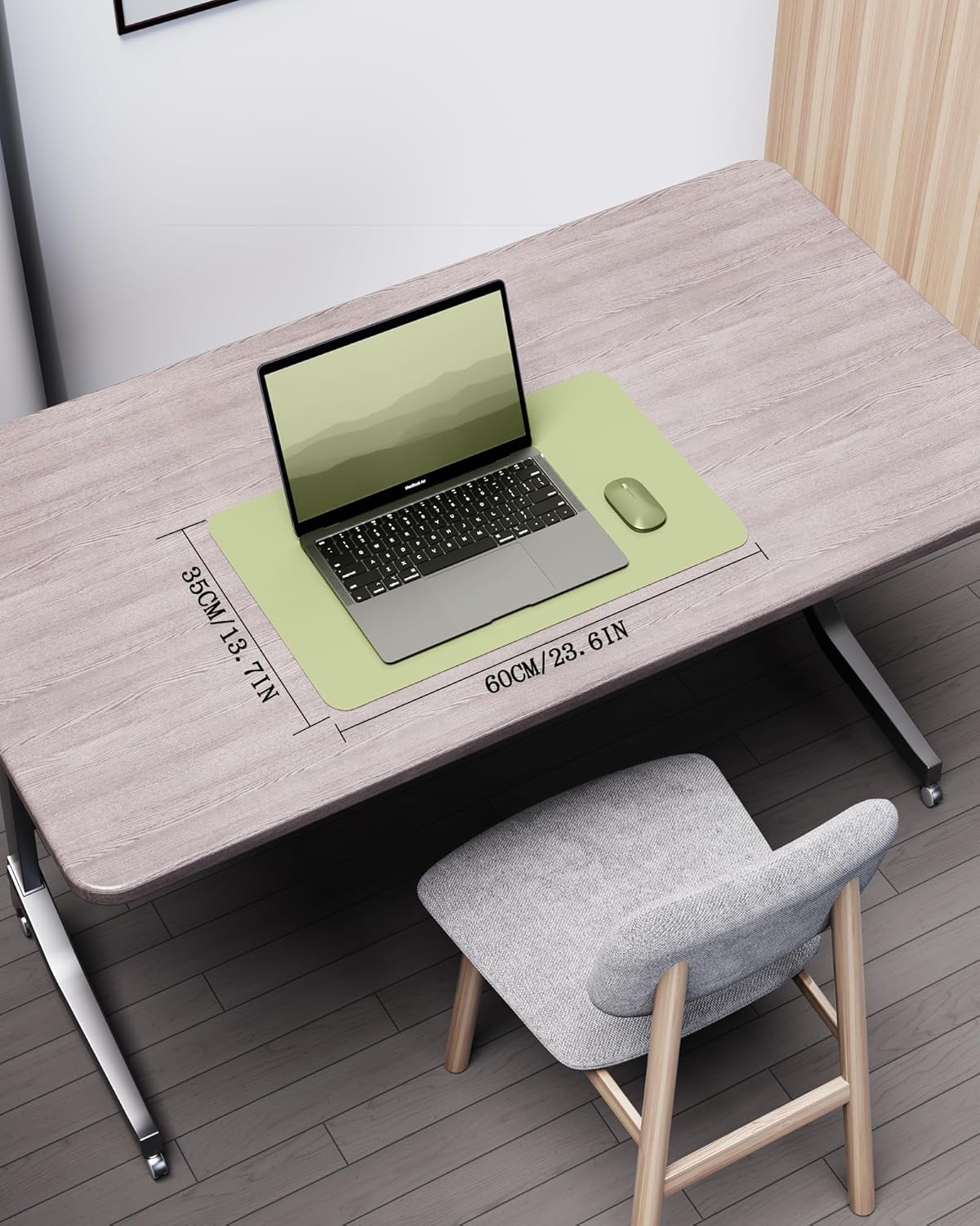 YSAGi Double-Sided Desk Pad, 23.6"x13.7" Leather Desk Mat, Eco Cork Desk Pad Protector, Large Mouse Pad for Desk, Waterproof Desk Blotter Pad, Desk Writing Pad for Office Work/Home(Matcha Green/Cork)