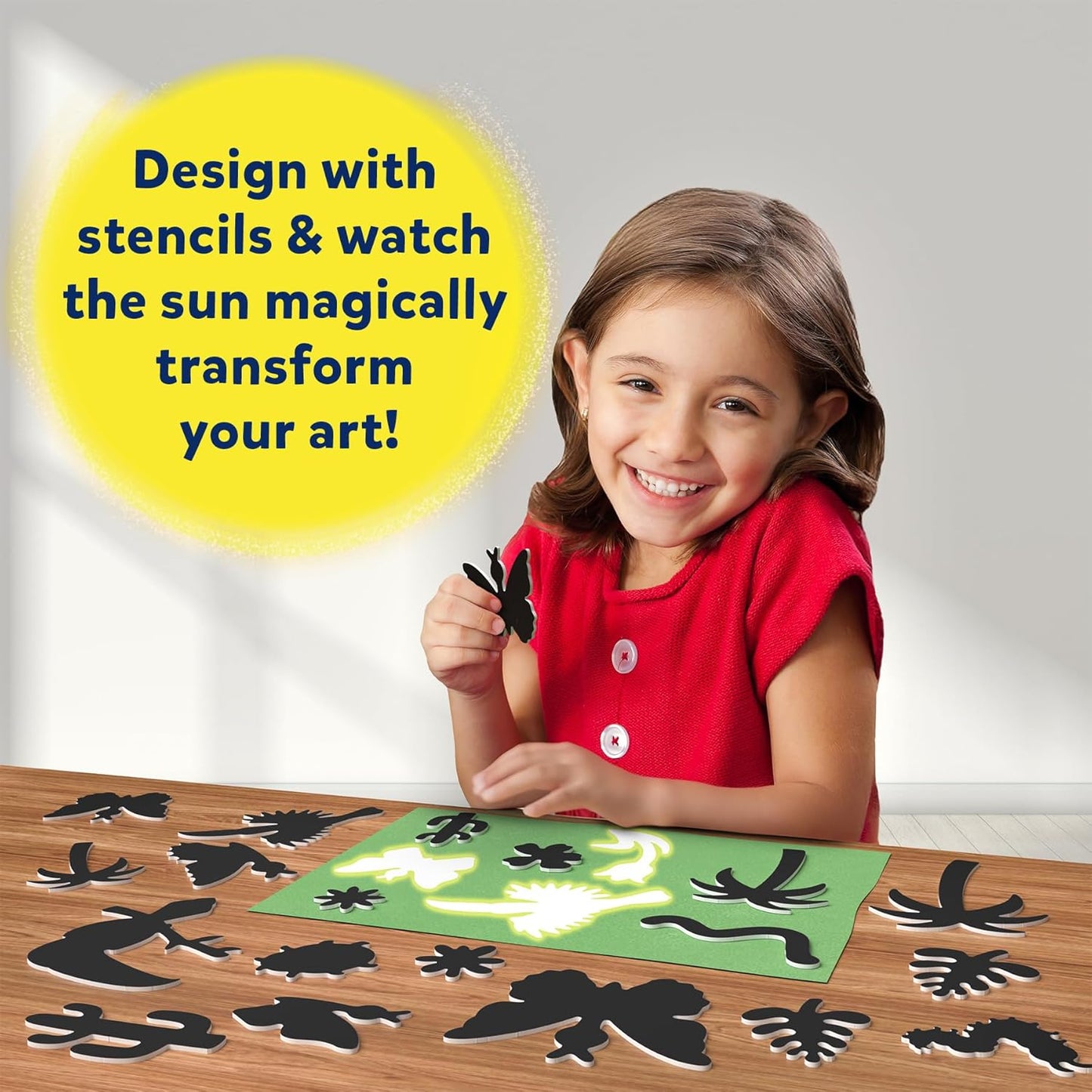 Skillmatics Sun Paper Art Kit - STEM Craft Kit for Kids with Decorative Paper, Stencils & Markers, Create with Sunlight, Mess-Free, Indoor Fun, Gifts for Ages 4, 5, 6, 7, 8, 9, 10, 11, 12