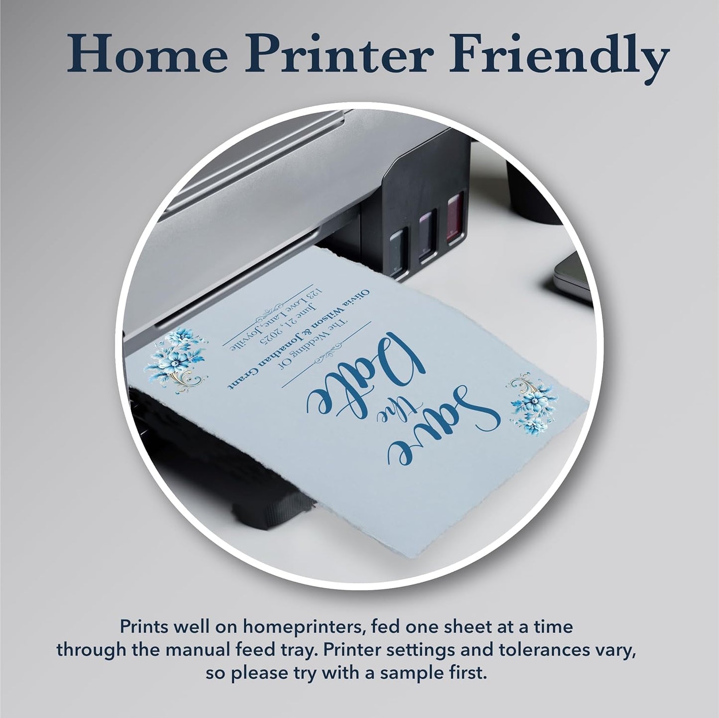 Wanderings A5 Handmade Deckled Edge Cotton Paper - Cold Pressed Texture - Paint, Watercolor, Writing, Printer - Cards, Invitations, Menus, Arts and Crafts. 50 Pack Blue150gsm - 5.8" x 8.3"