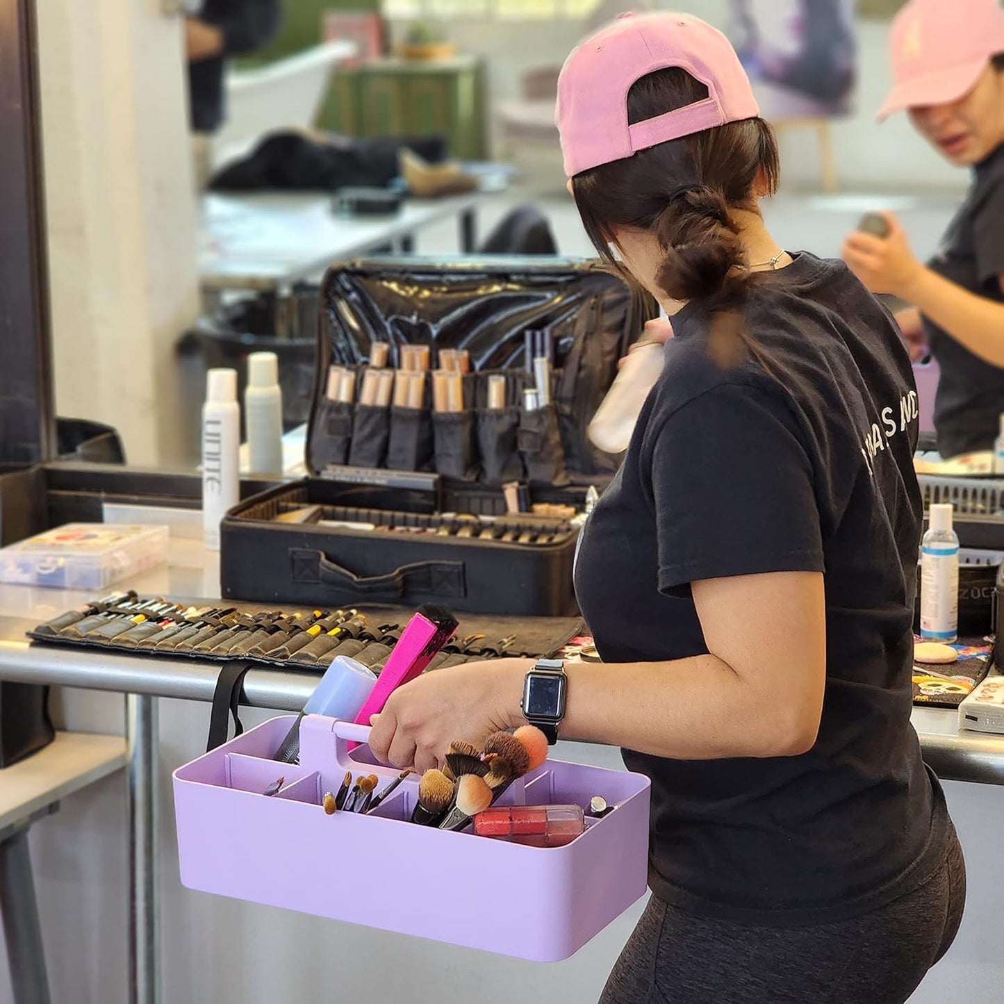 Portable Caddy Organizer - Stackable Plastic Caddy with Handle | Desk, Makeup, Dorm Caddy, Classroom Art Organizers (Made In Usa) (Mint/Pink/Lavender/Gray)