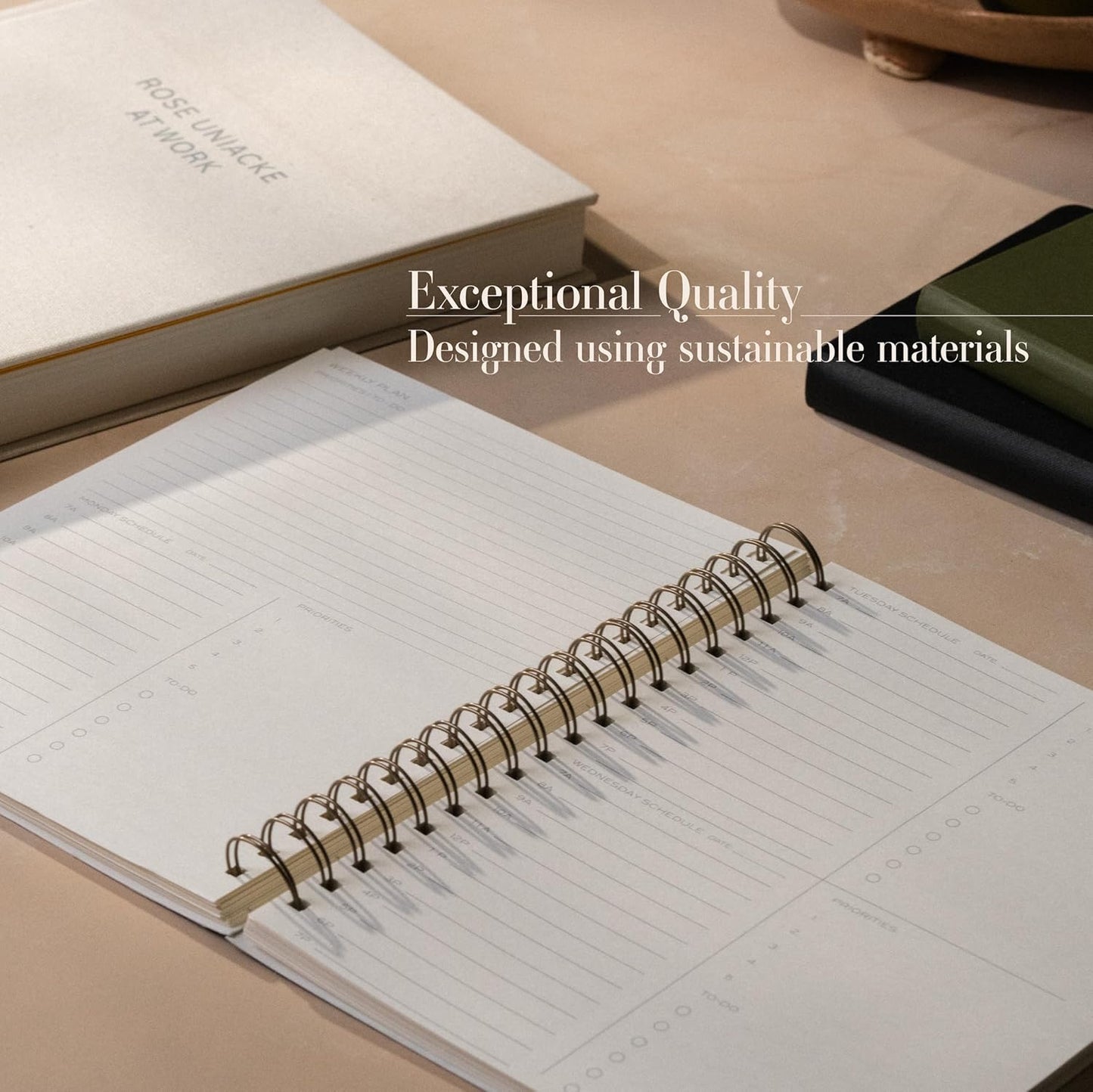 Anecdote Planner 2026 (8.5" x 10") Daily Planner Weekly Monthly Planner - 52 Weeks w/Library Buckram Cover, Brass Spiral - A4 Size Bleed-Resistant Paper – Dutch Blue