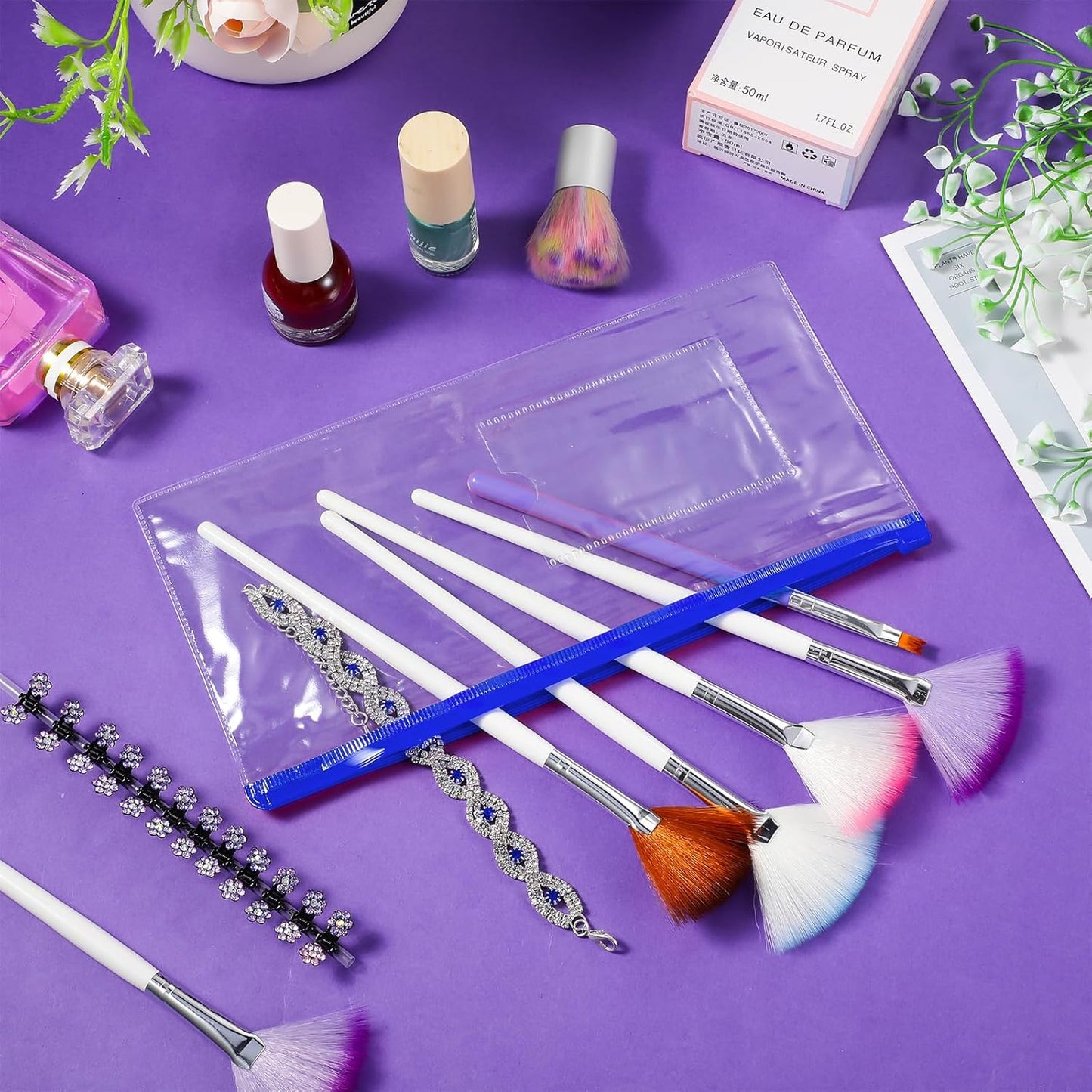 Marspark 100 Pieces Clear Pencil Case Zipper Envelope Bulk with Label Pocket Clear Plastic Envelopes with Zippered, A6 Pencil Bags for Cash, School Office Supplies, 9.2 x 4.7 Inches(Blue)