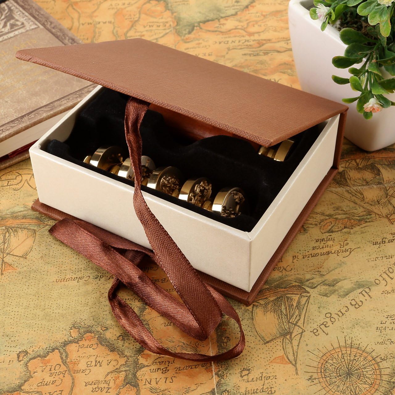 Yoption 6 Pcs Wax Seal Stamp Set, Vintage Tree of Life Bee Heart Compass Feather with Love Sealing Wax Stamps Kit, Wooden Handle with Brass Head for Wedding Invitation Cards Christmas Gift