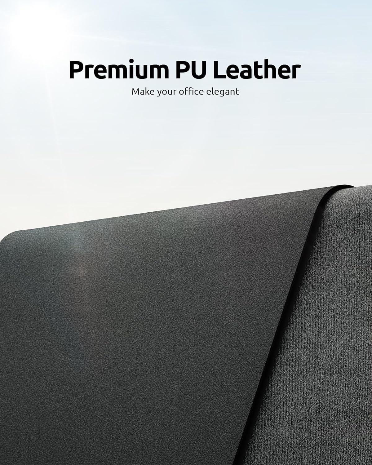 YSAGi Leather Desk Protector, Office Mat, Large Mouse Mat, Non-Slip PU Leather Blotter, Laptop Desk, Waterproof Writing Pad for Office and Home (Dark Grey, 23.6" x 13.8")