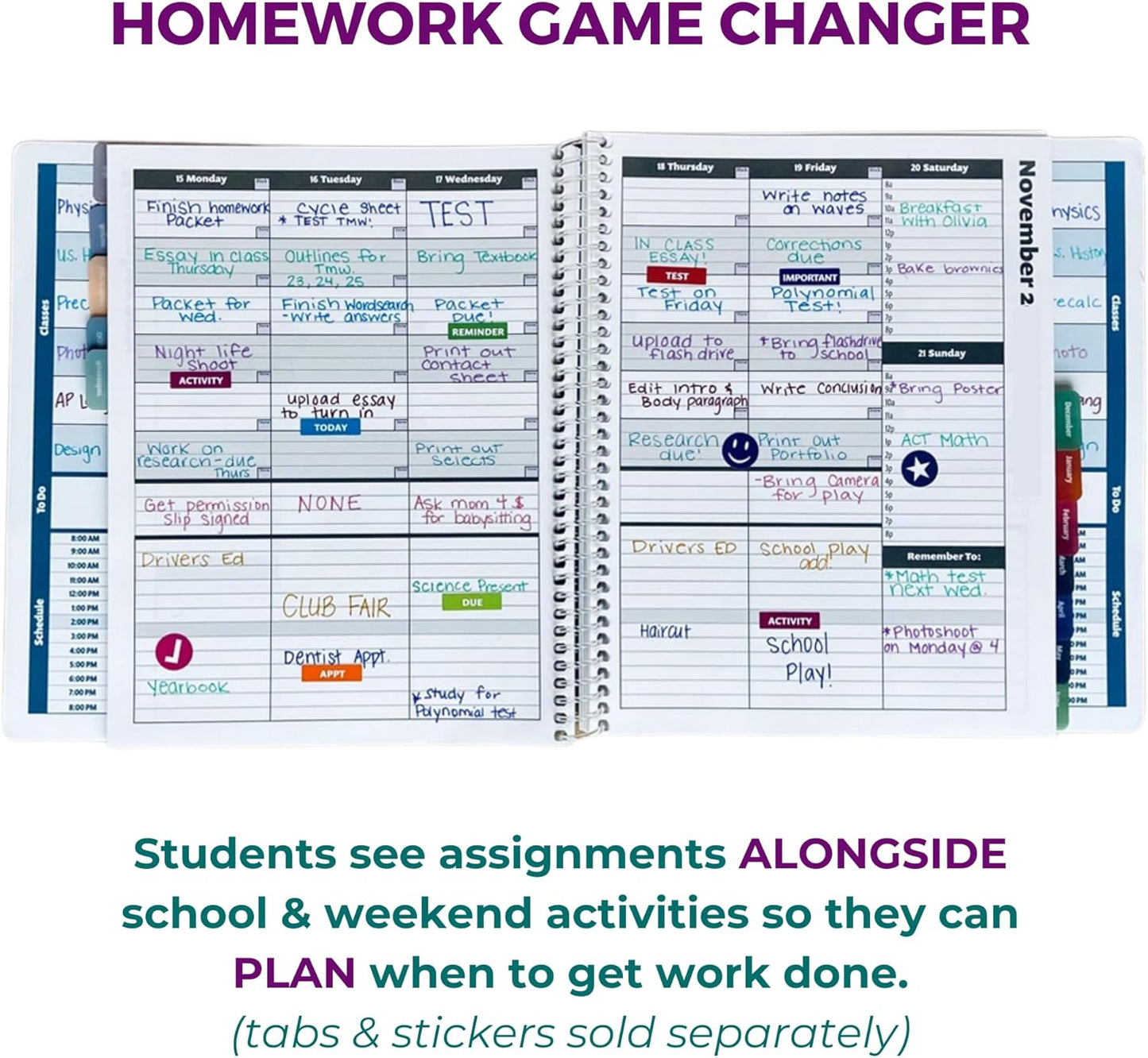 Order Out Of Chaos Academic Planner 2025-2026 Daily Weekly and Monthly Calendar, School Agenda Book, July 2025-June 2026 planner 8.5x8.25 Homework Organizer (Raspberry)