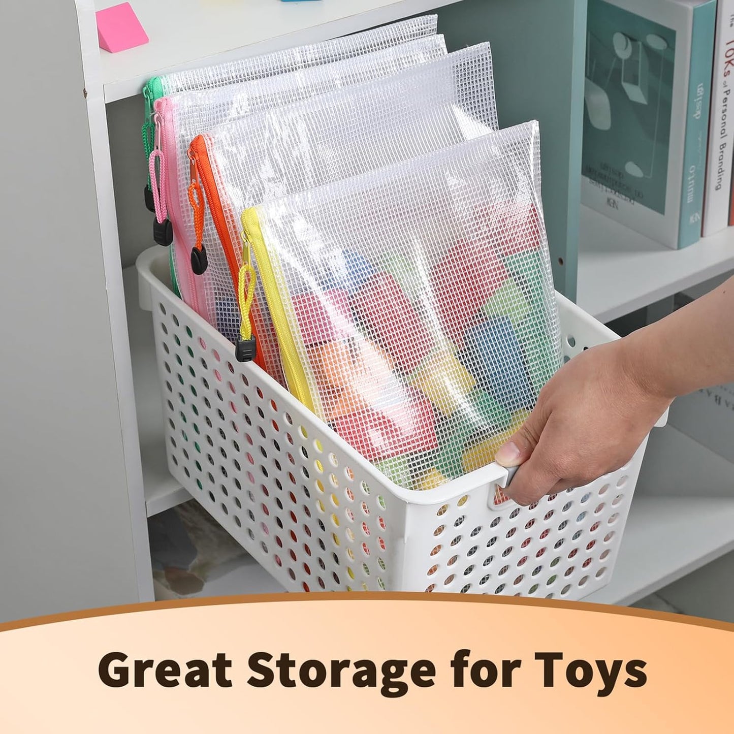 Umriox Zipper Mesh Document Pouch, 13.0 x 9.0 in (6 Colors, 18 Packs), Clear Zipper Pouches, Waterproof Zipper Pouches for Office Supplies Cosmetics Travel Storage