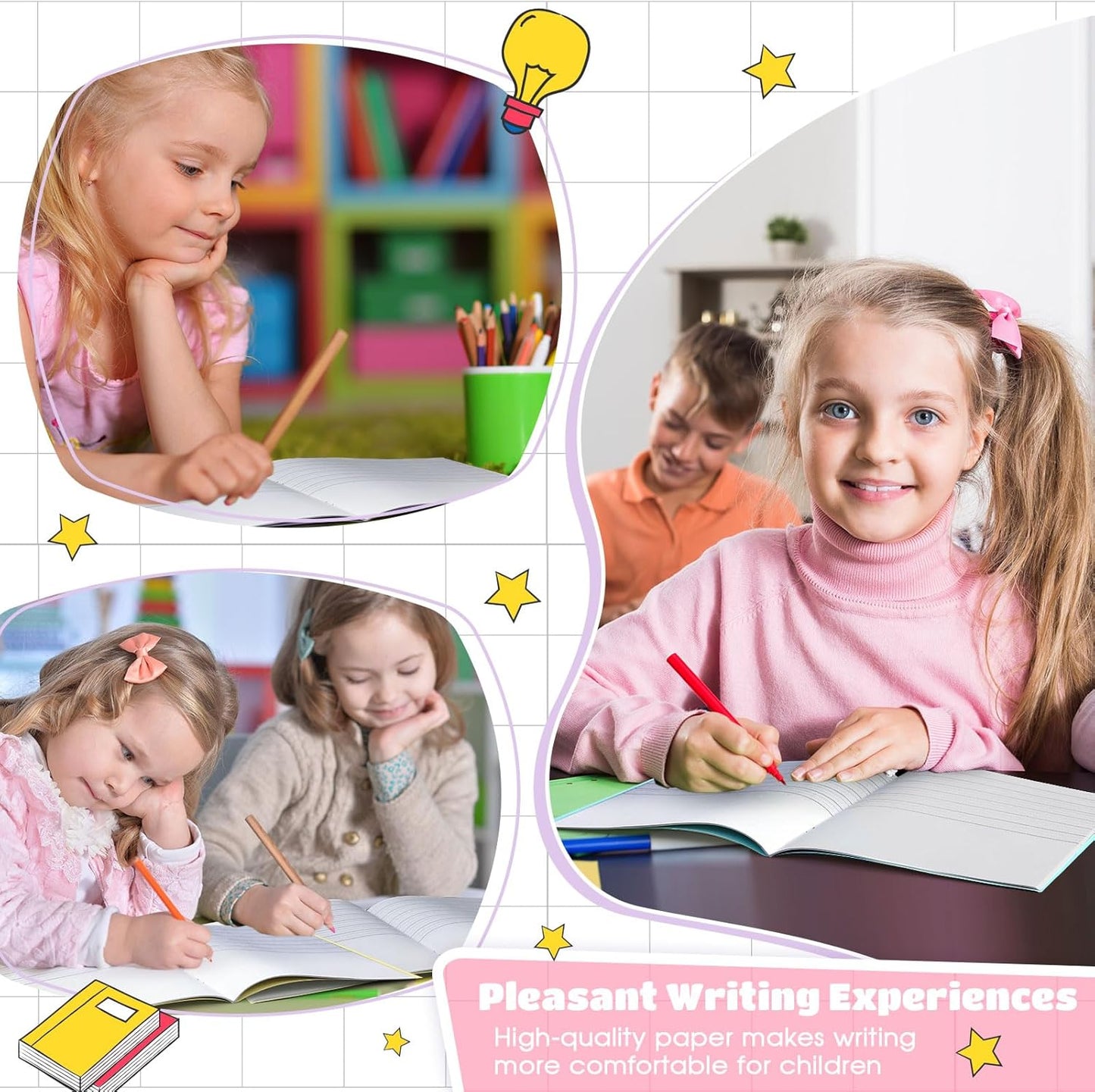 Henoyso 12 Pcs Primary Composition Notebook K-2 9 3/4 x 7 1/2 Inch Primary Journal, Back to School Supplies, Bulk Blank Writing Book for Kid to Write Draw Journal 60 Page Notebooks (Soft Color)