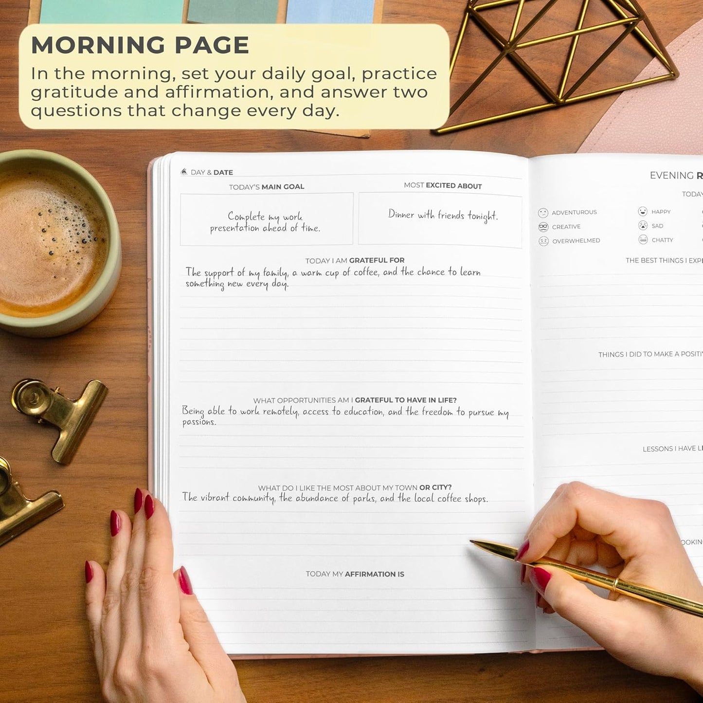 Clever Fox Gratitude Journal Large – Happiness, Positivity & Affirmation Journal – Inspirational Daily Notebook, 3 Months, 8.3x11” (Rose Gold)