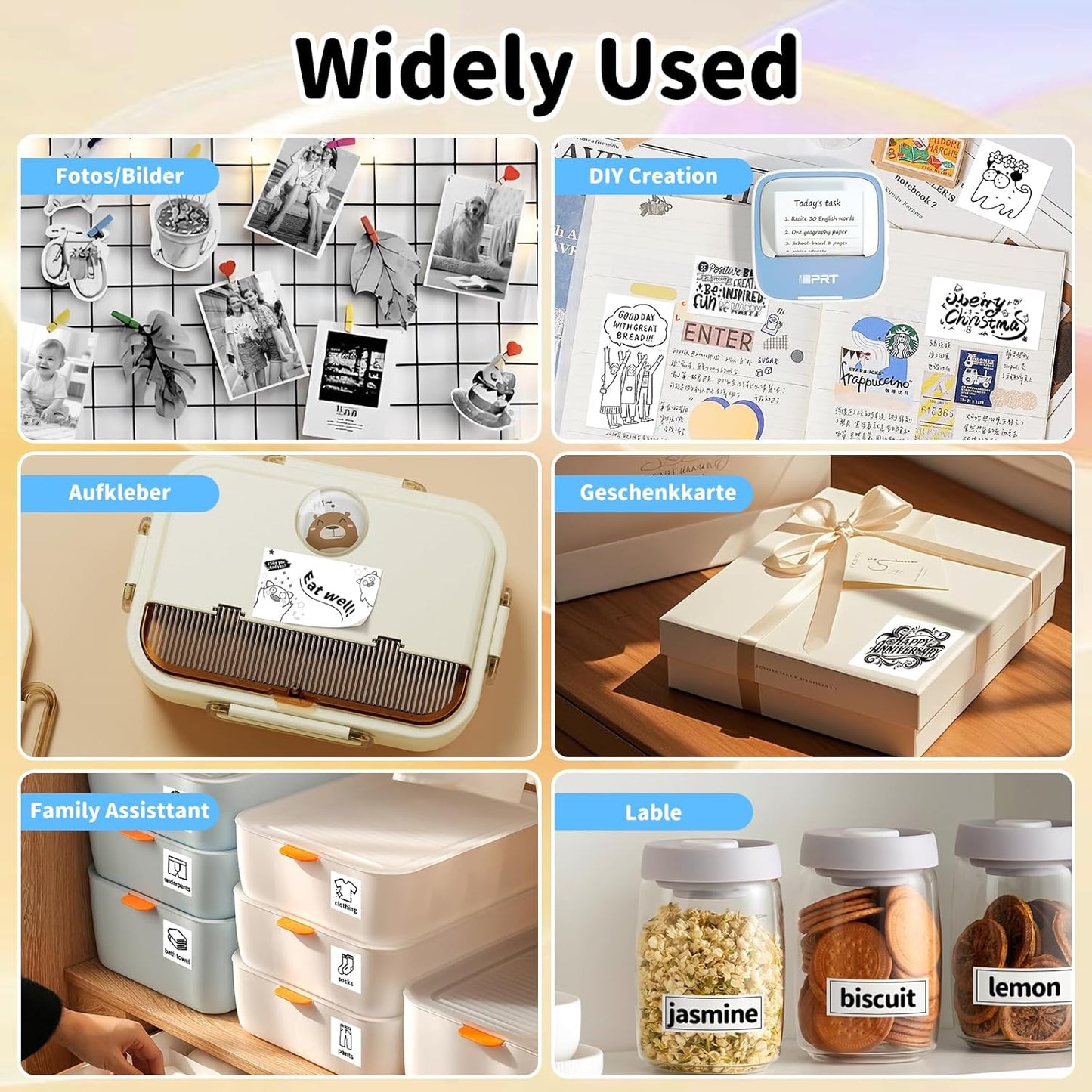 iDPRT Portable Mini Thermal Sticker Printer, Bluetooth Inkless Printers with 1 Roll Sticker Paper, Sticker Machine Efficiently and Quickly, for Notes, Journal, DIY, Kids Gift