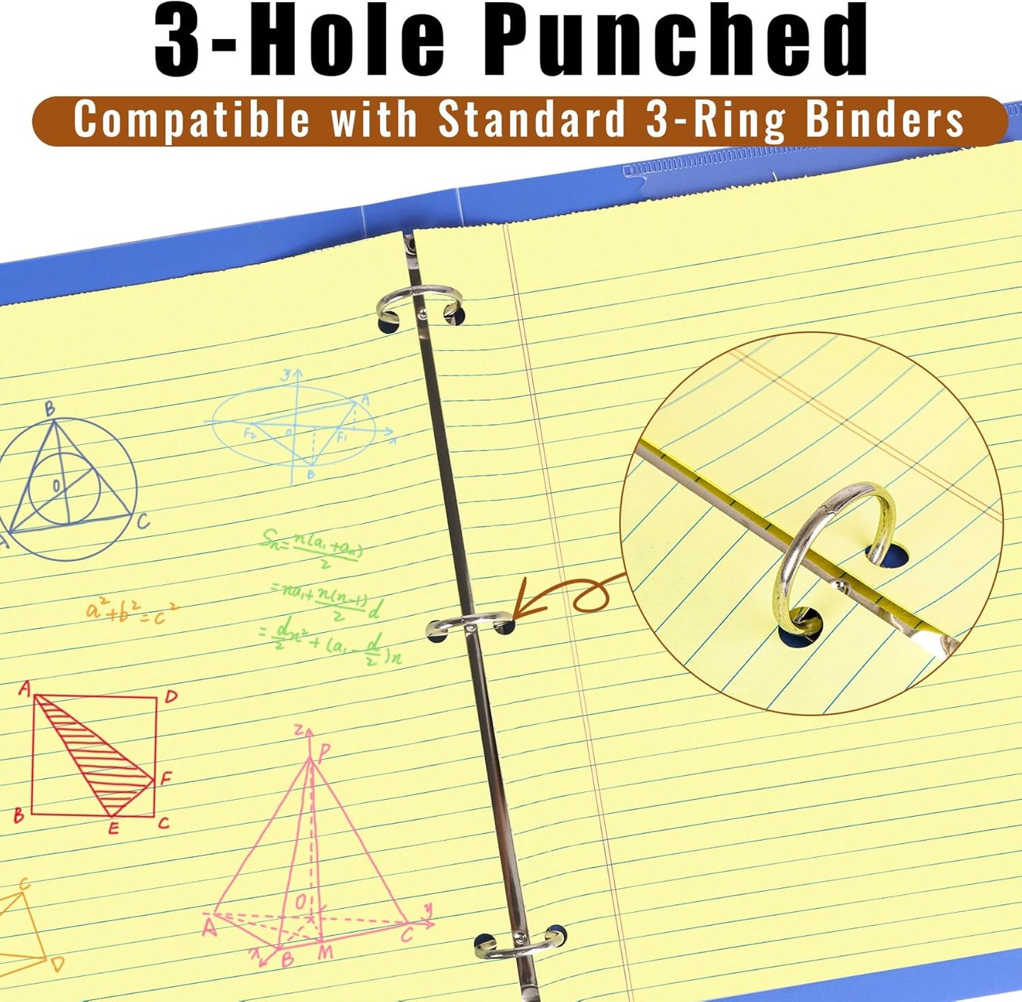 HAUTOCO 8.5 x 11 Legal Pads 12 Pack Yellow Wide Ruled Lined Writing Note Pads Perforated Notepad, 30 Sheets Per Notepad, 3-Hole Punched Paper for School, Office