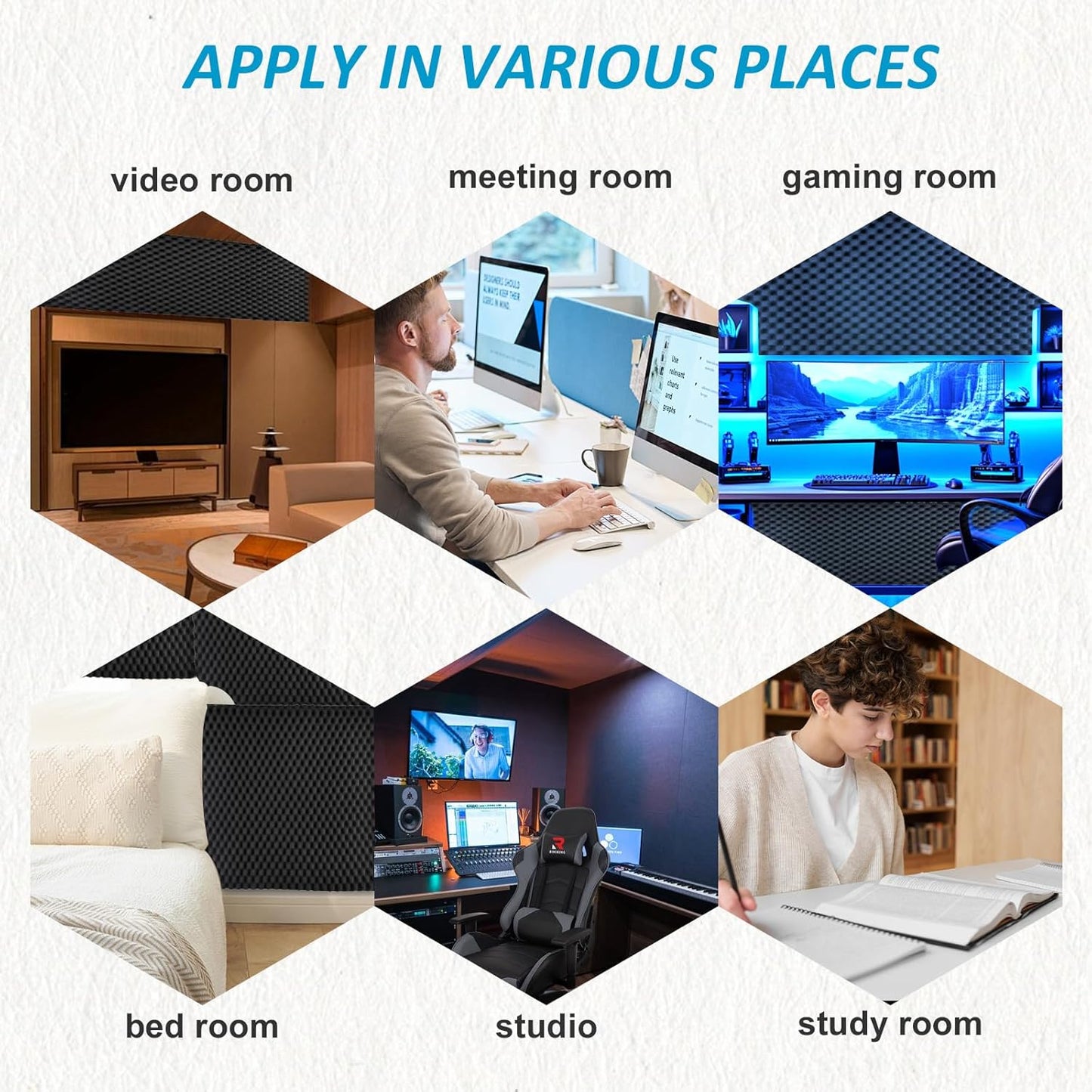 1 pack, 48x24x2 inches acoustic foam panels Egg Crate Foam Padding sound proof panels for walls Soundproof Foam Studio Acoustic Treatment Studio Foam panels Soundproofing Used to Absorb Echoes