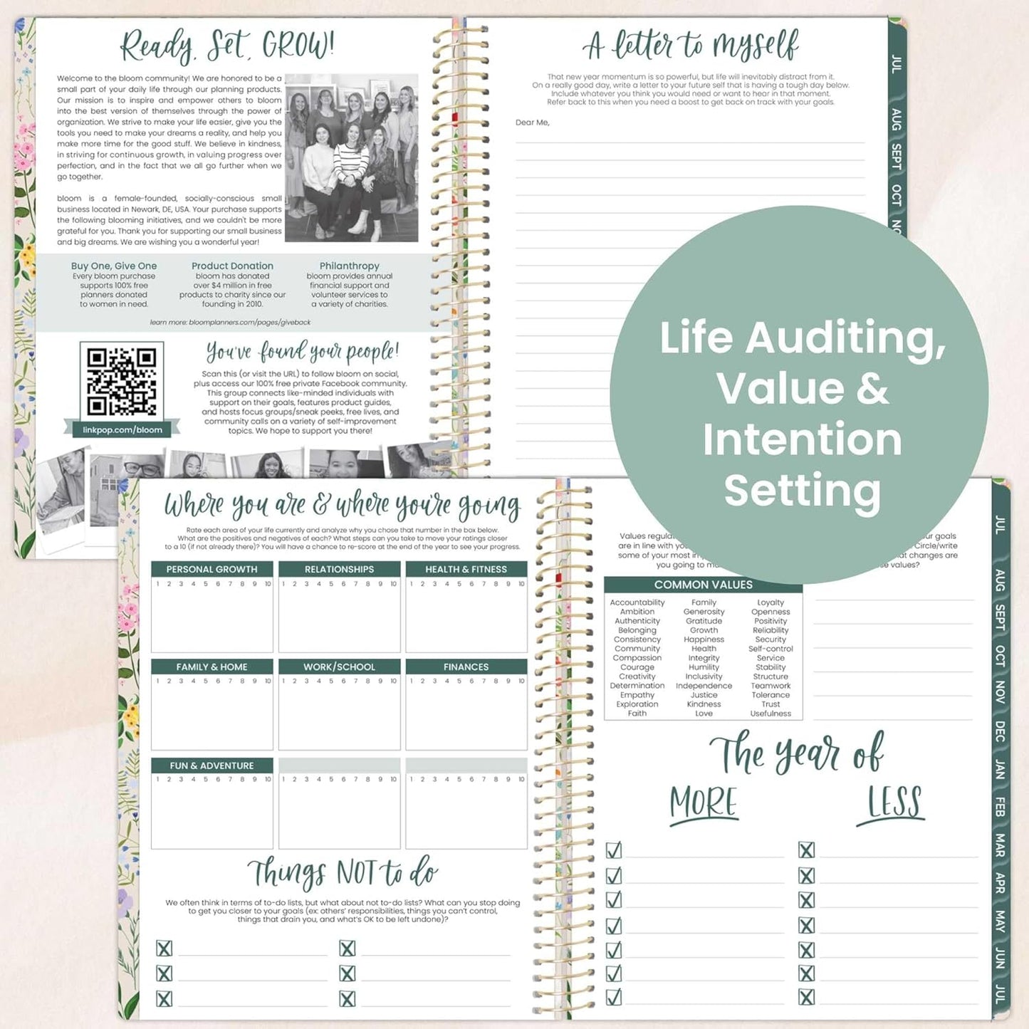 bloom daily planners 2025-2026 (8.5" x 11") Academic Year Day Planner (July 2025 - July 2026) - Weekly & Monthly Dated Agenda Organizer with Stickers & Tabs - Garden Party, Beige