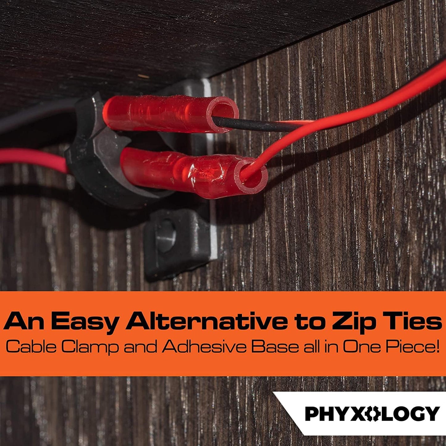 Pro-Grade, Adhesive-Backed Cable Clamps. Multi-Size Set of 20x 4, 6, 8, 10 and 12 mm Black Clips - Wire Management, Cord Organization - Home and Office Tools-Free Install (100 Pk)