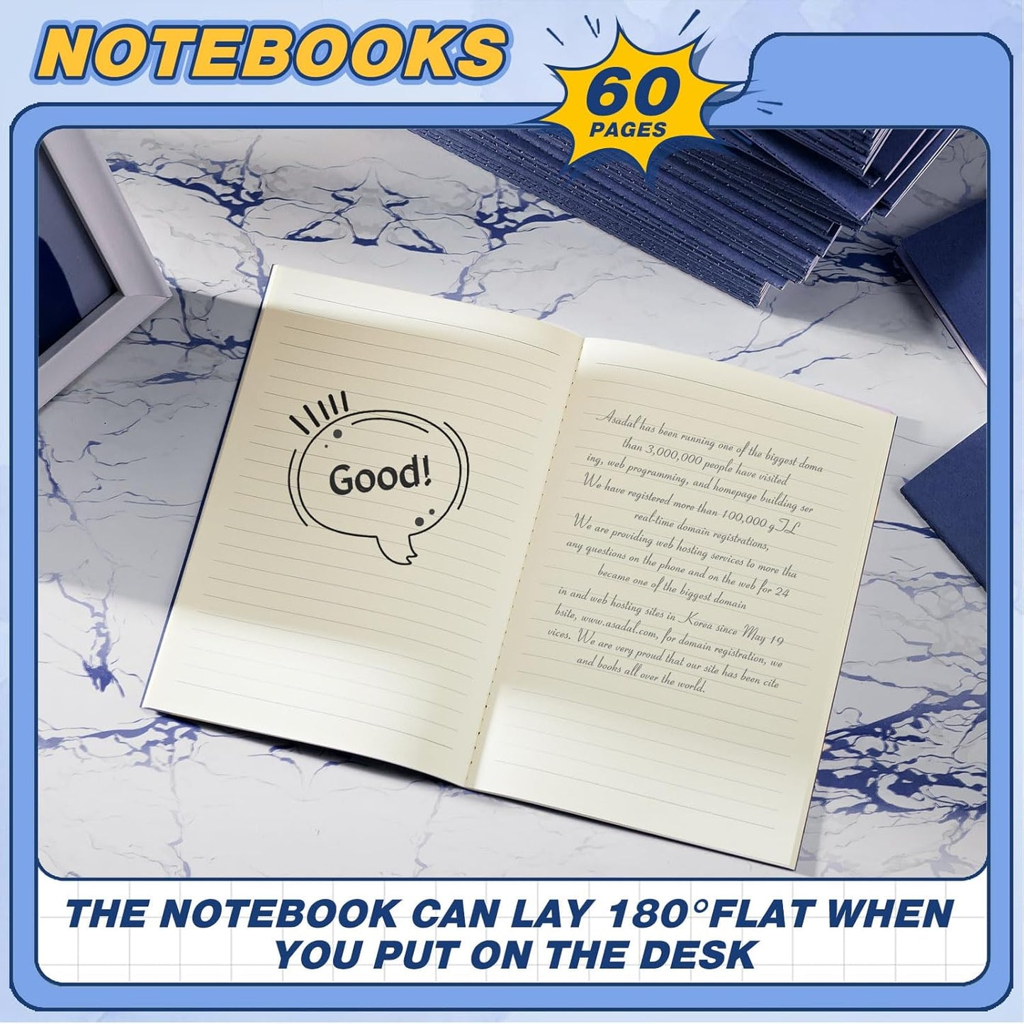 100 Pcs Kraft Notebook Journals 5.5 Inch x 8.3 Inch A5 Softcover Notebooks Bulk for Writing Sketch Office Notepad with 60 Pages 30 Sheets (Multicolor,Lined)(Navy Blue,Lined)