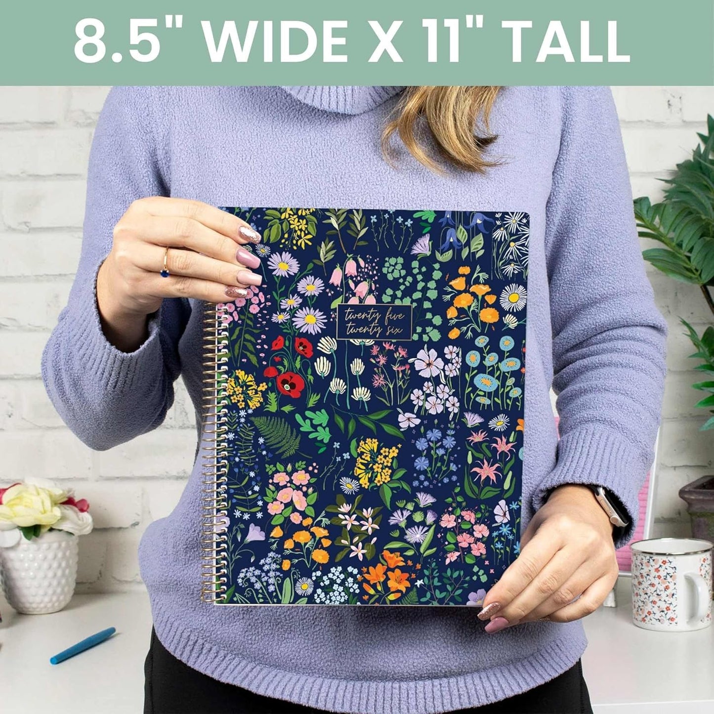 bloom daily planners 2025-2026 (8.5" x 11") Academic Year Day Planner (July 2025 - July 2026) - Weekly & Monthly Dated Agenda Organizer with Stickers & Tabs - Garden Party, Navy