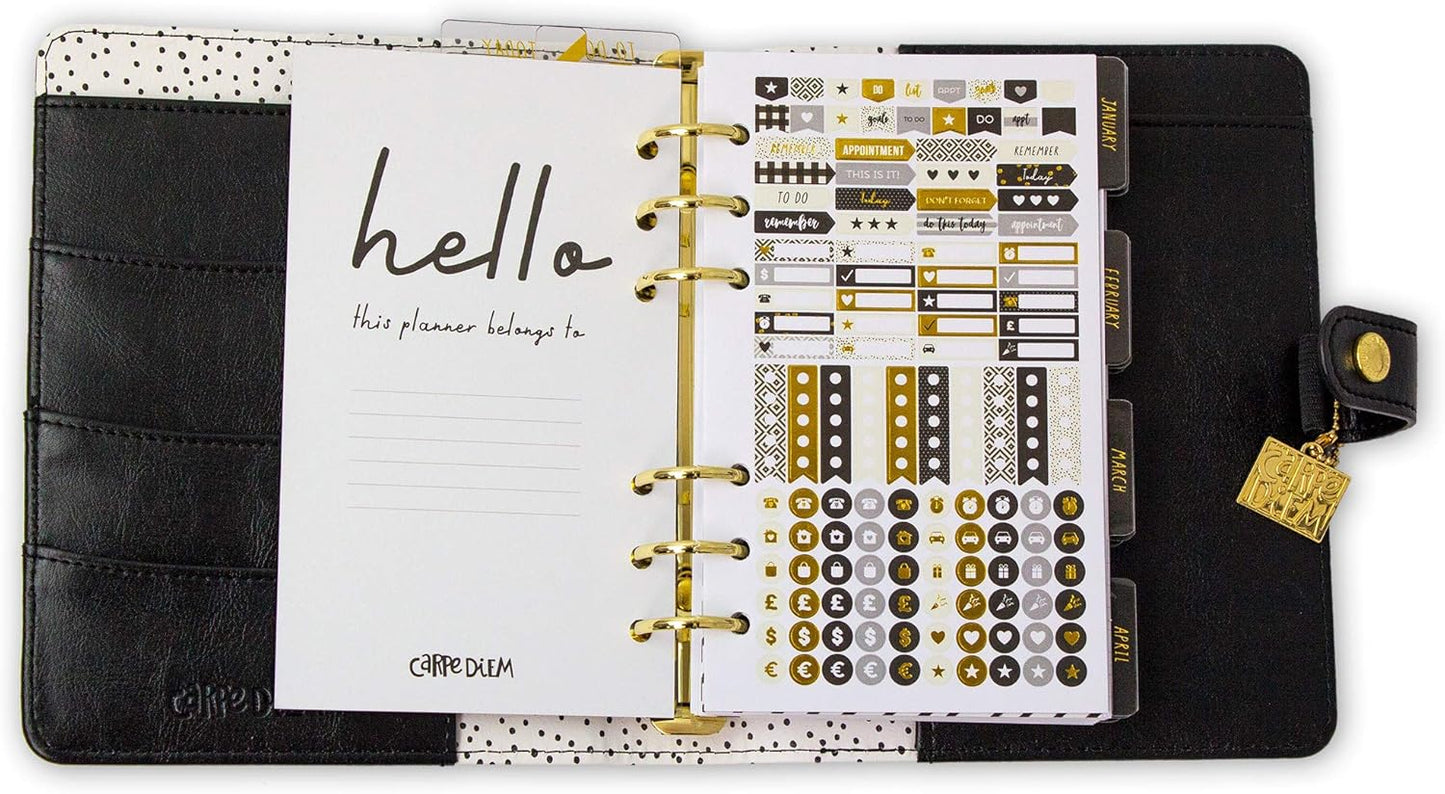 Pukka Pad, Carpe Diem Personal Planner - Soft Cover Binder with Weekly, Monthly Undated Inserts in Tabbed Sections, Interior Pockets and Sticker Sheets - 8 X 7.5 X 1.4 Inches, Buffalo Check