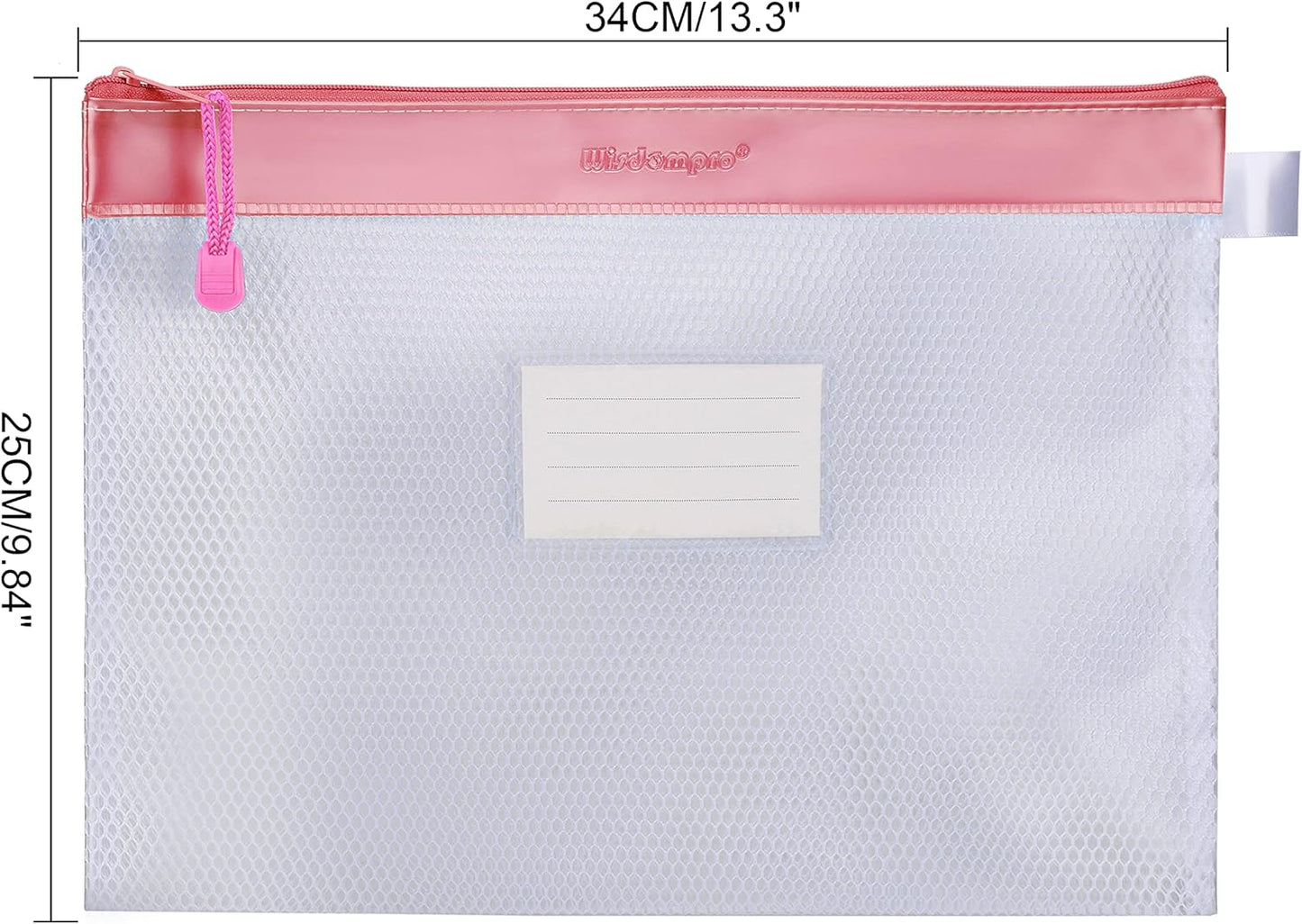 Zipper Pouch, Wisdompro 4 Packs Durable Letter Size Waterproof Mesh File Bag, Document Organizer - Pink