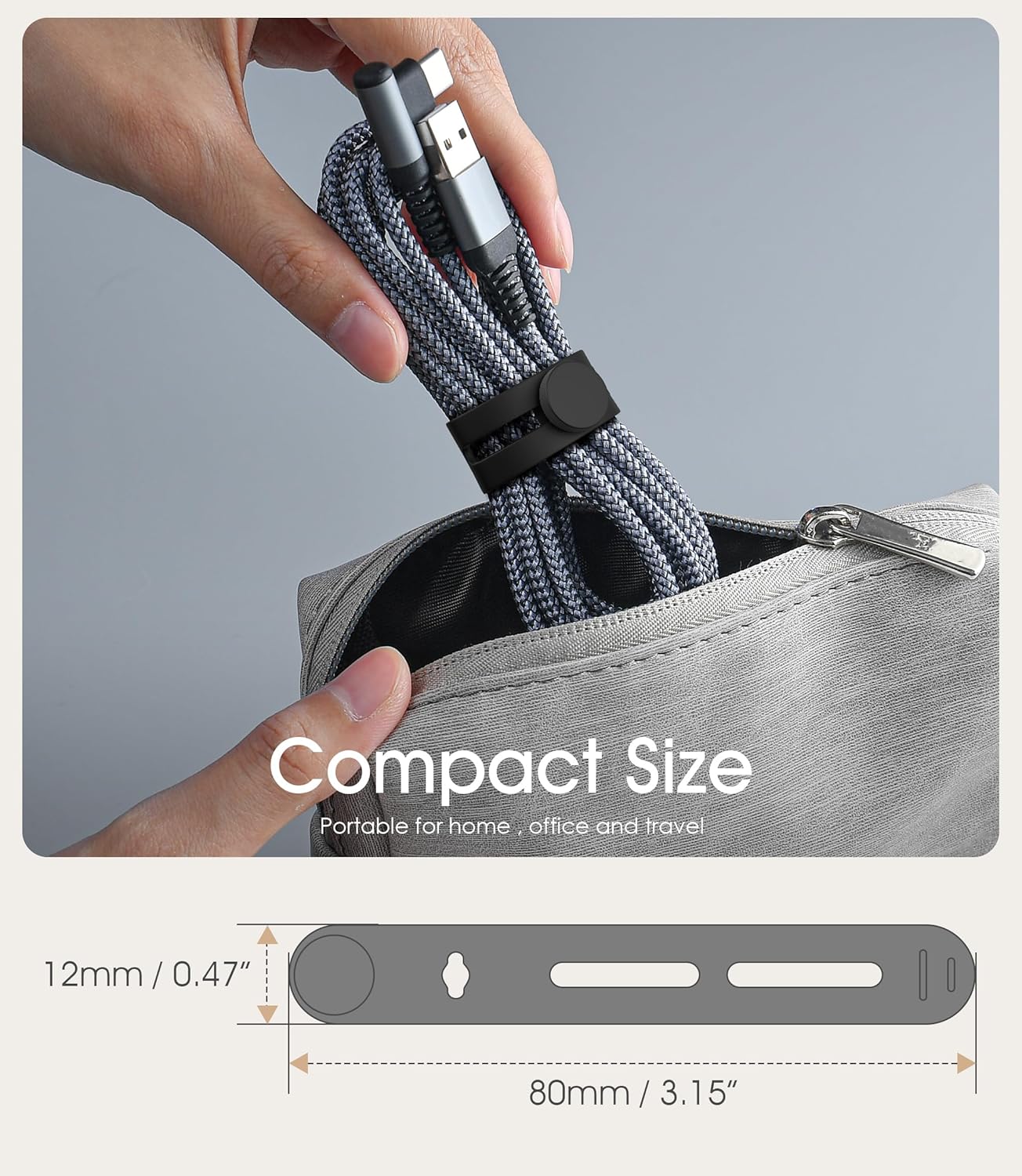 40Pcs Nearockle Reusable Cable Ties, Adjustable Silicone Cord Organizer Small Zip Ties for Charging Cords Earphone Computer Wire, Office Desk Cable Management Travel Accessories(Black)