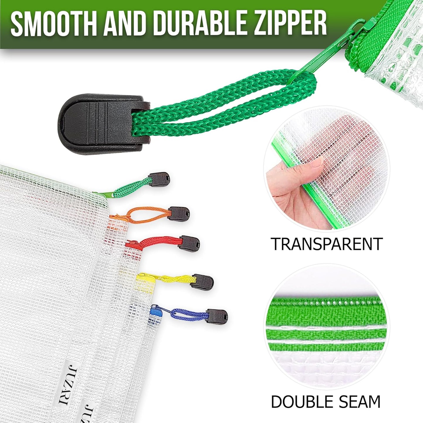 22 Pack Mesh Zipper Pouch Bags 10x14 inch - Plastic Zipper Pouches for Organizing - Document Bags With Zippers - Letter Size Zippered Pouch - Document Pouches With Zippers