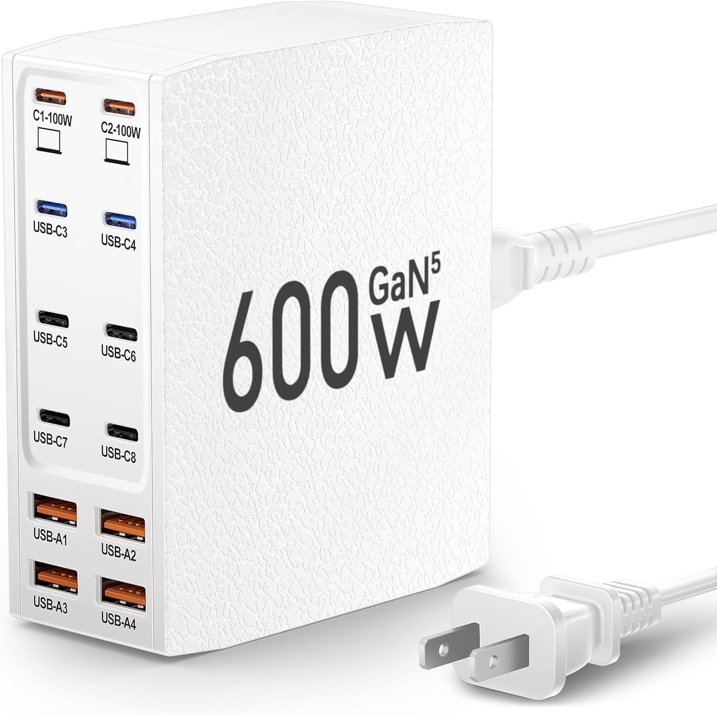 USB Charging Station (600W),12-Port USB C Charger Block with Dual 100W PD USB-C Fast Charging Station Hub for MacBook Pro/Air/All iPad Phone 17/16 15/14/13/Pro Max/Samsung Galaxy Note(White)