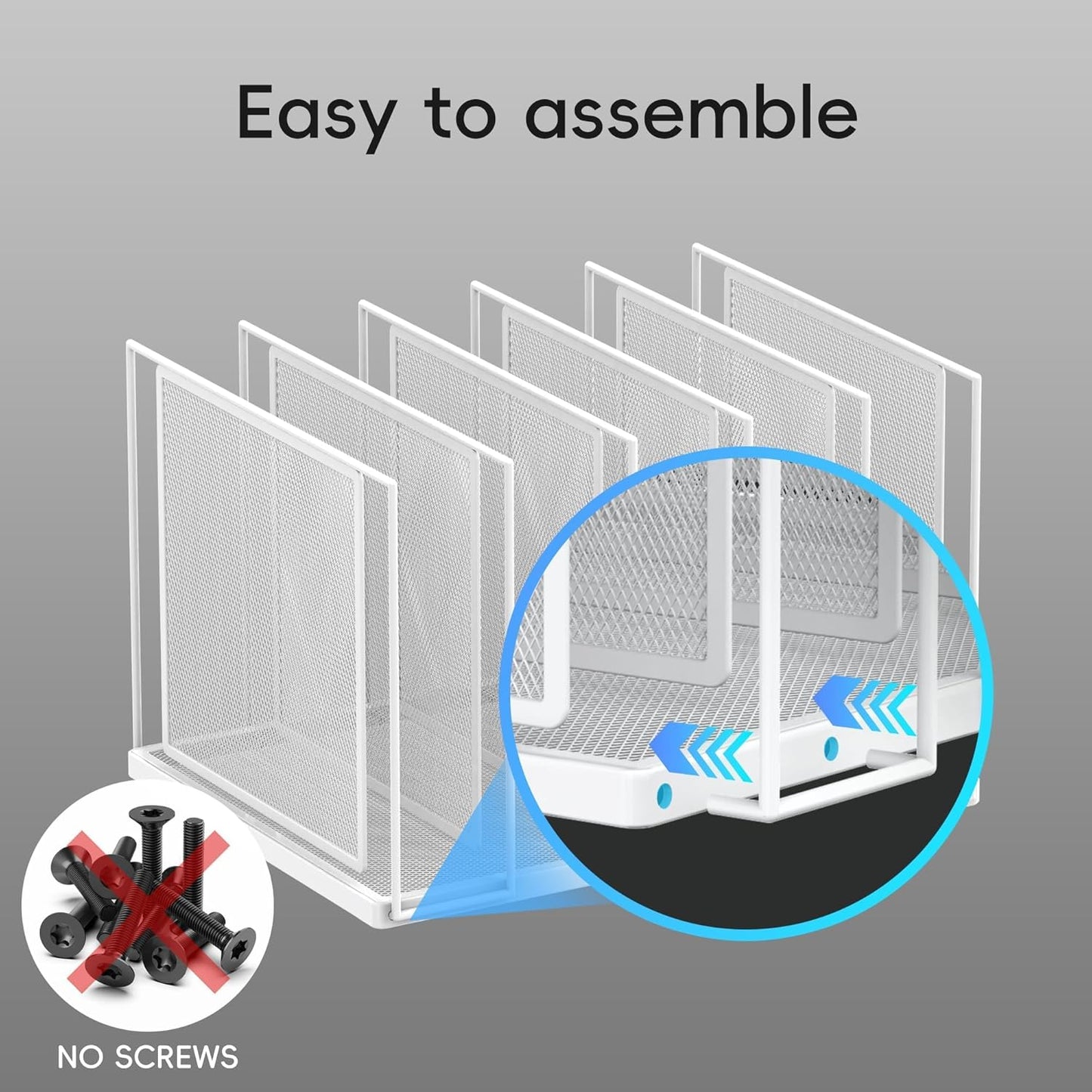 File Organizer for Desk, 5-Section Vertical File Sorter, Paper Holder Organizer Standing Metal File Folder for Office Home Classroom, White